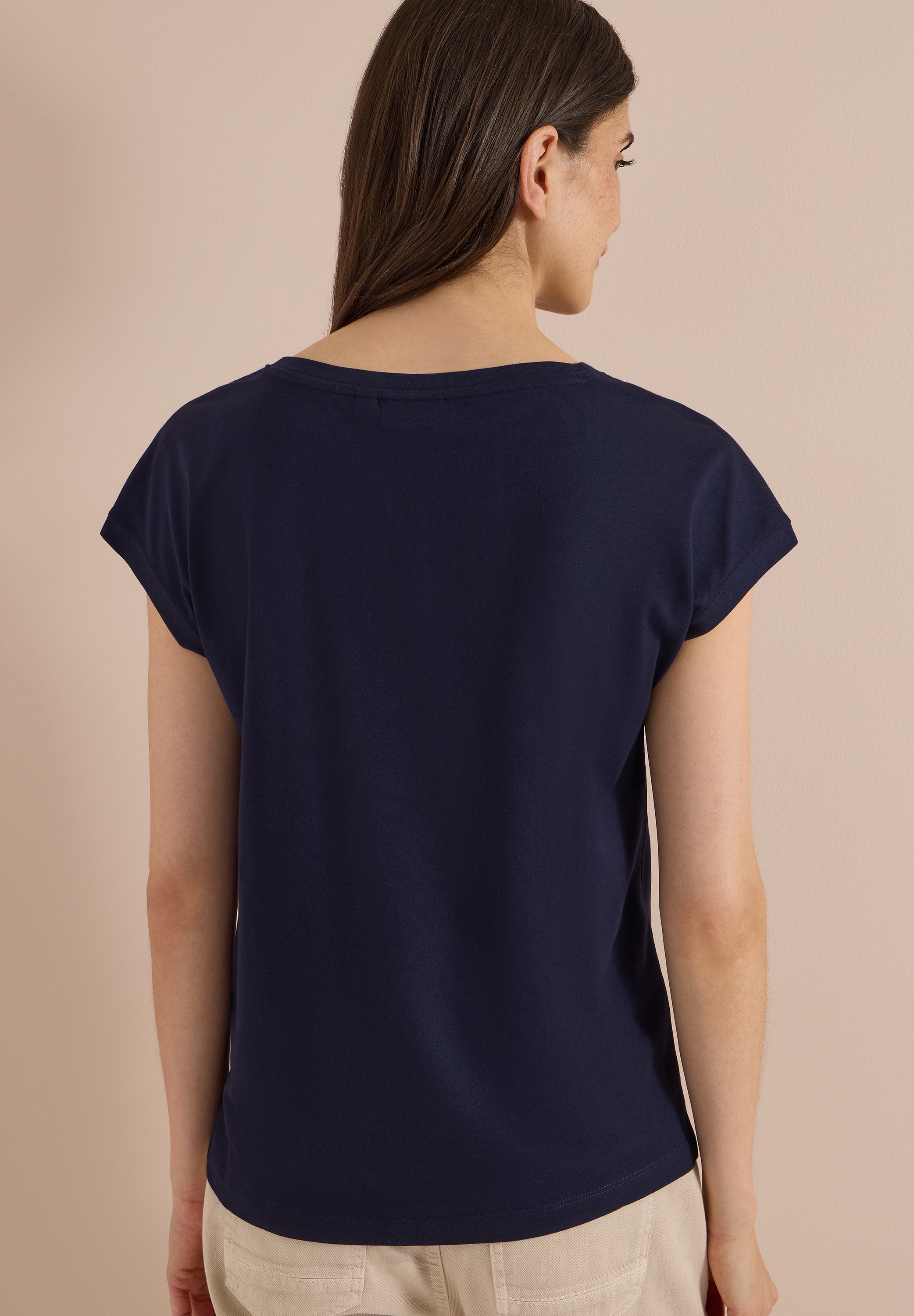 Cecil Kurzarmshirt Sommershirt mit Boat Neck und Frontprint