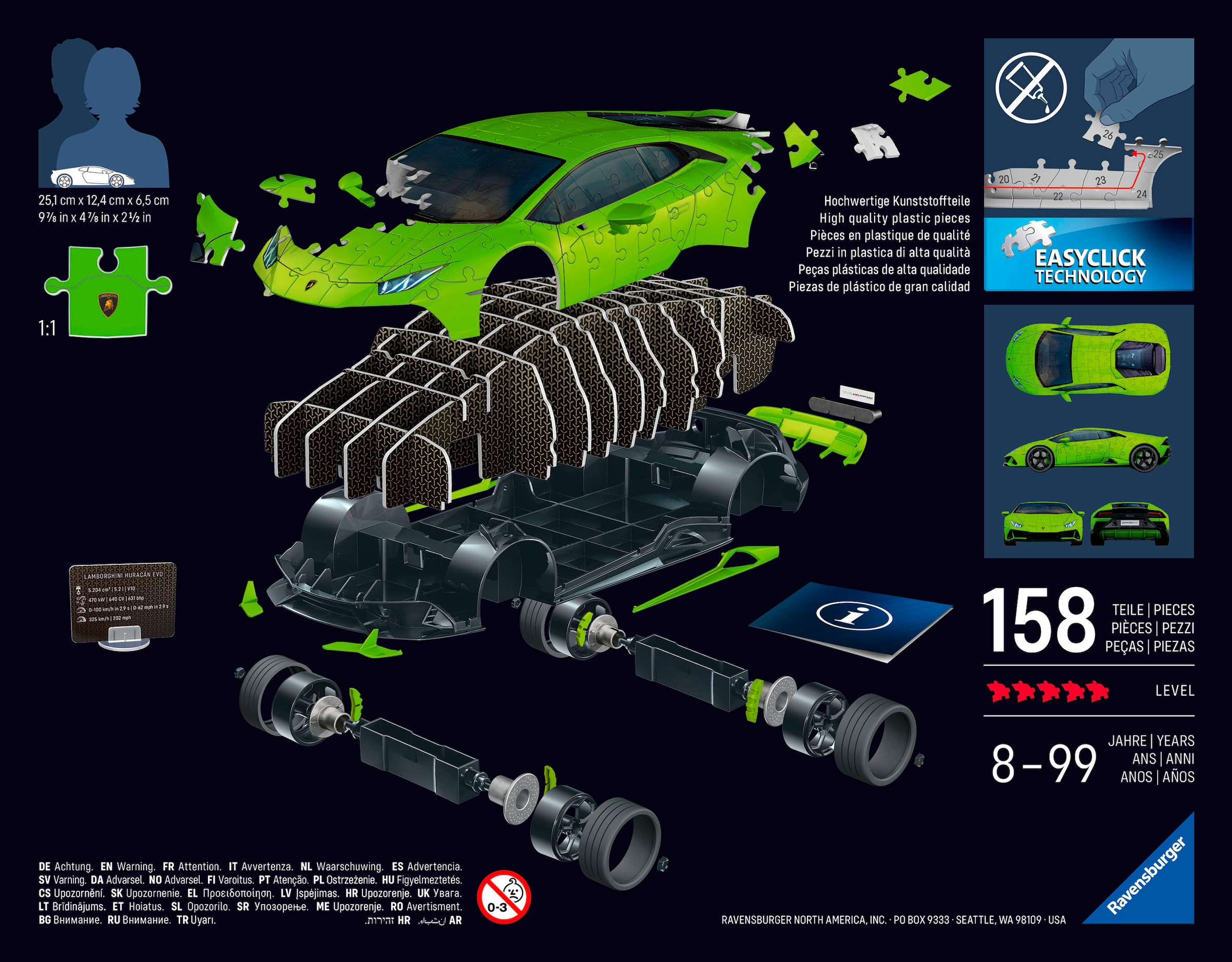 Ravensburger 3D-Puzzle »Iconics: Lamborghini Huracán EVO«, Made in Europe