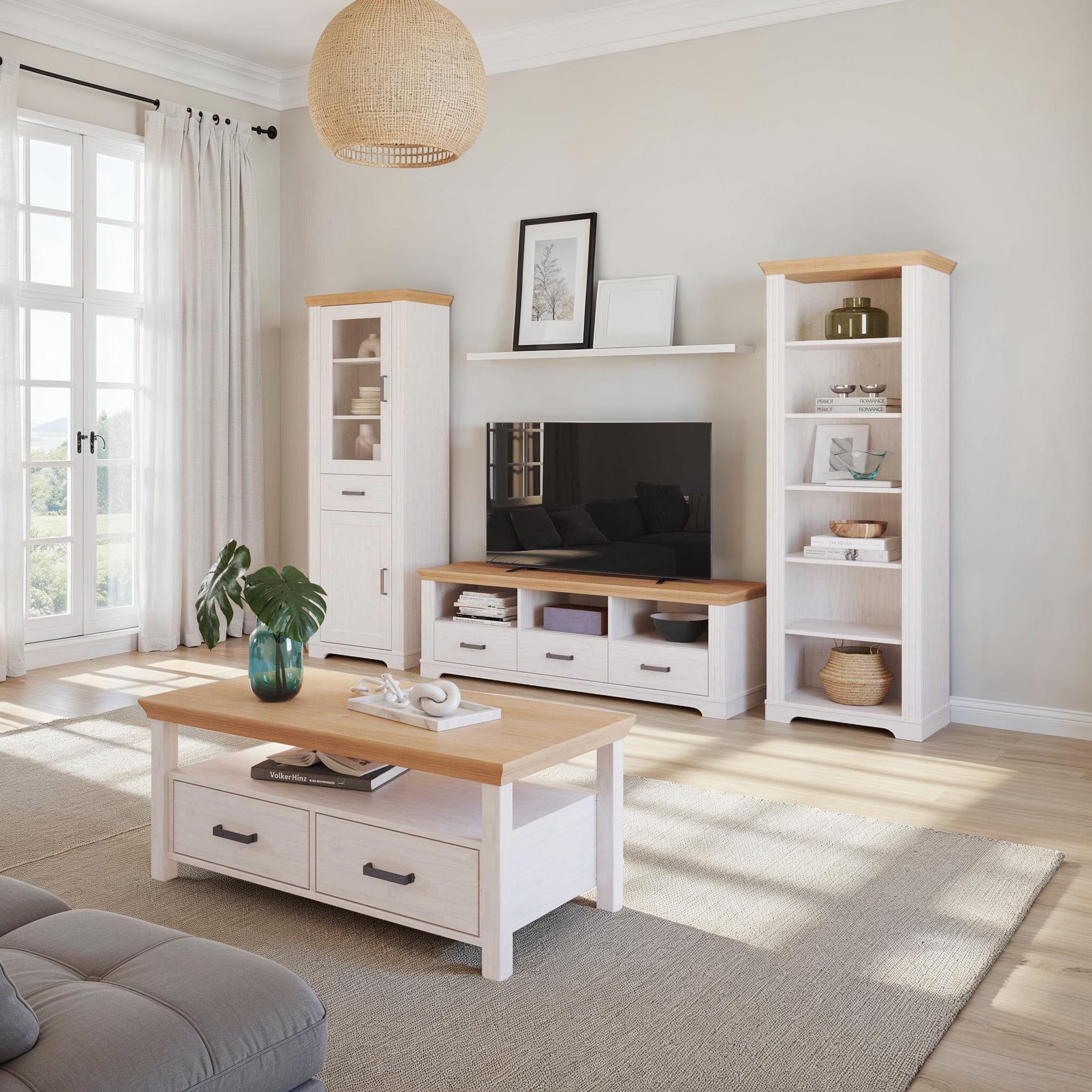 Inter Link TV-Schrank »Maluno« 1 Stk. tlg. Kiefer Massiv, Soft-Close, Stauraum, BxTxH: ca. 166,4 x 48 x 53,2 cm