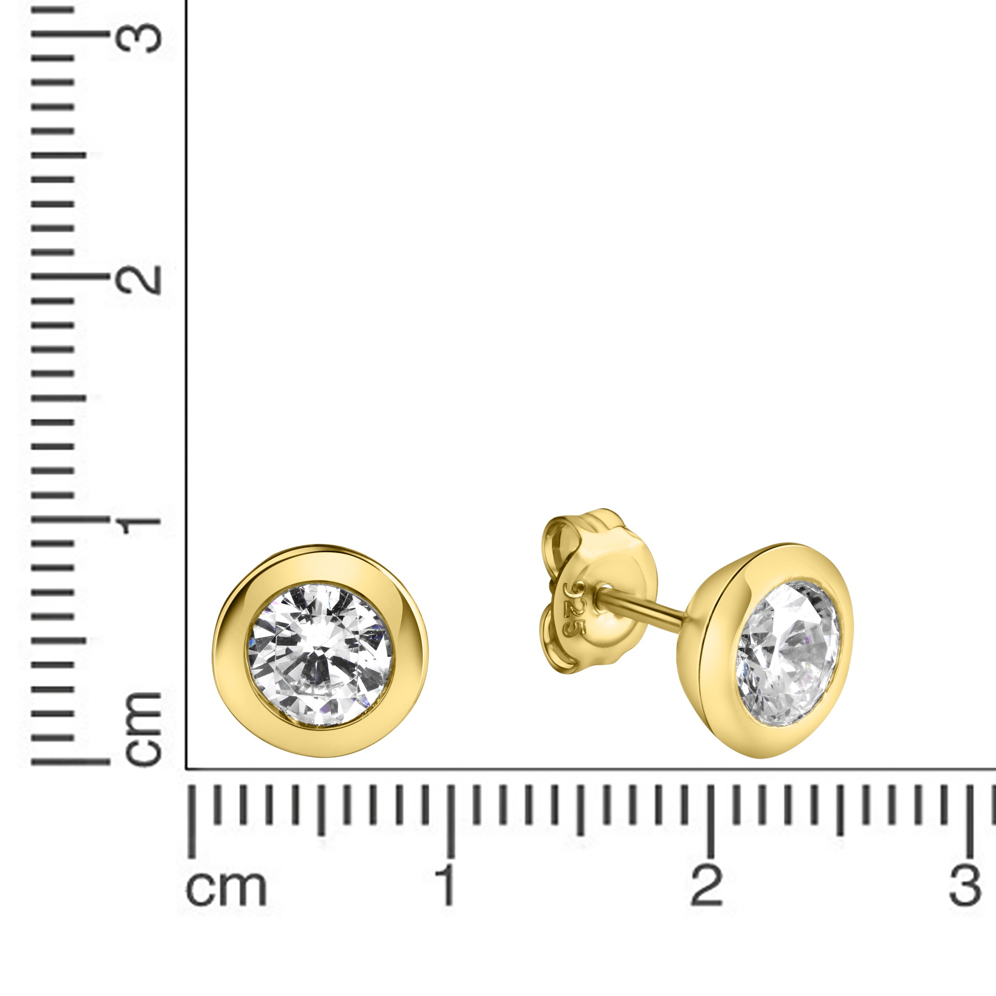 CELESTA Paar Ohrstecker »Silber 925 vergoldet mit weißem Zirkonia-Stein 6mm«
