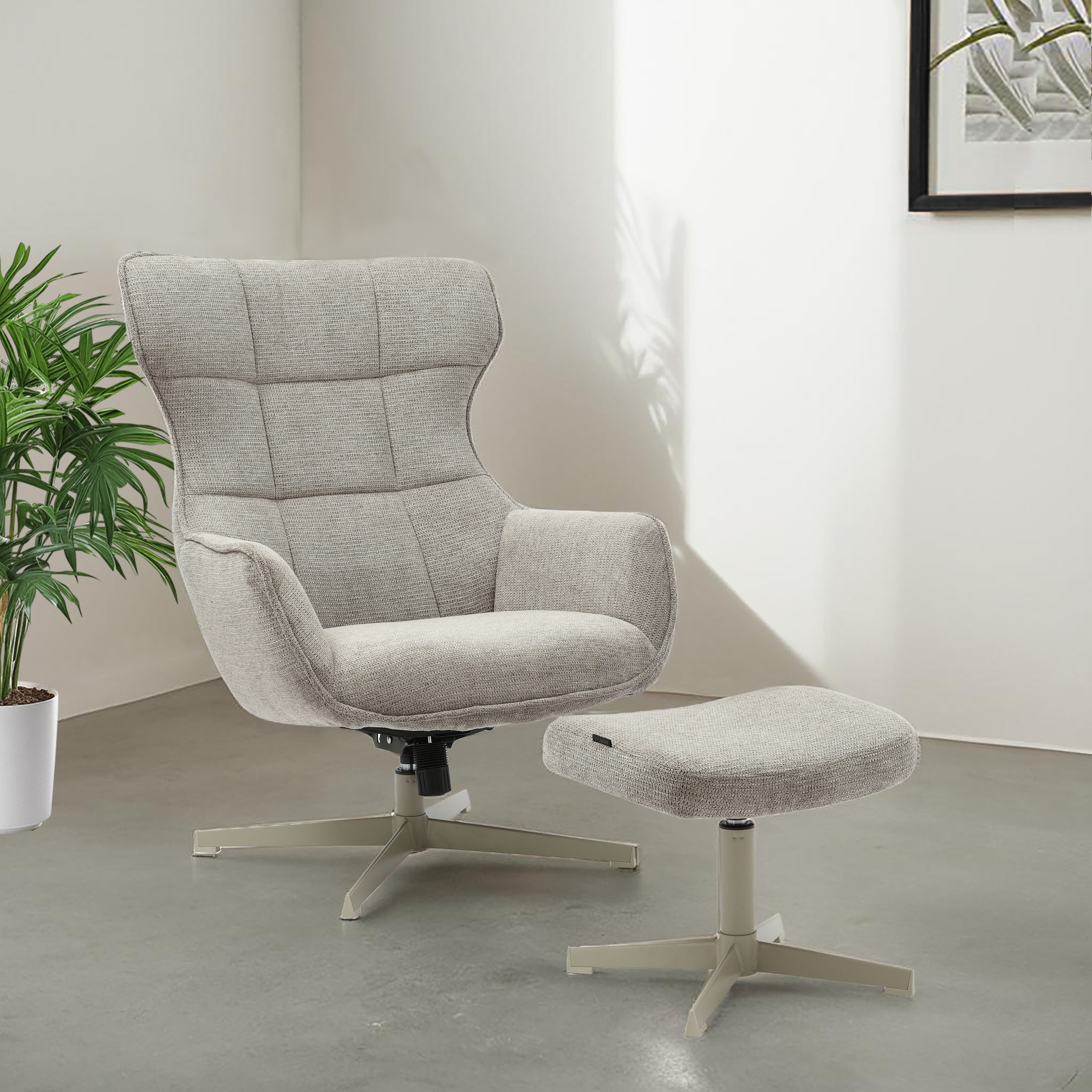 INOSIGN Drehsessel »DEGAN Ohrensessel mit Hocker im Set«, Relaxsessel mit 3 günstig online kaufen