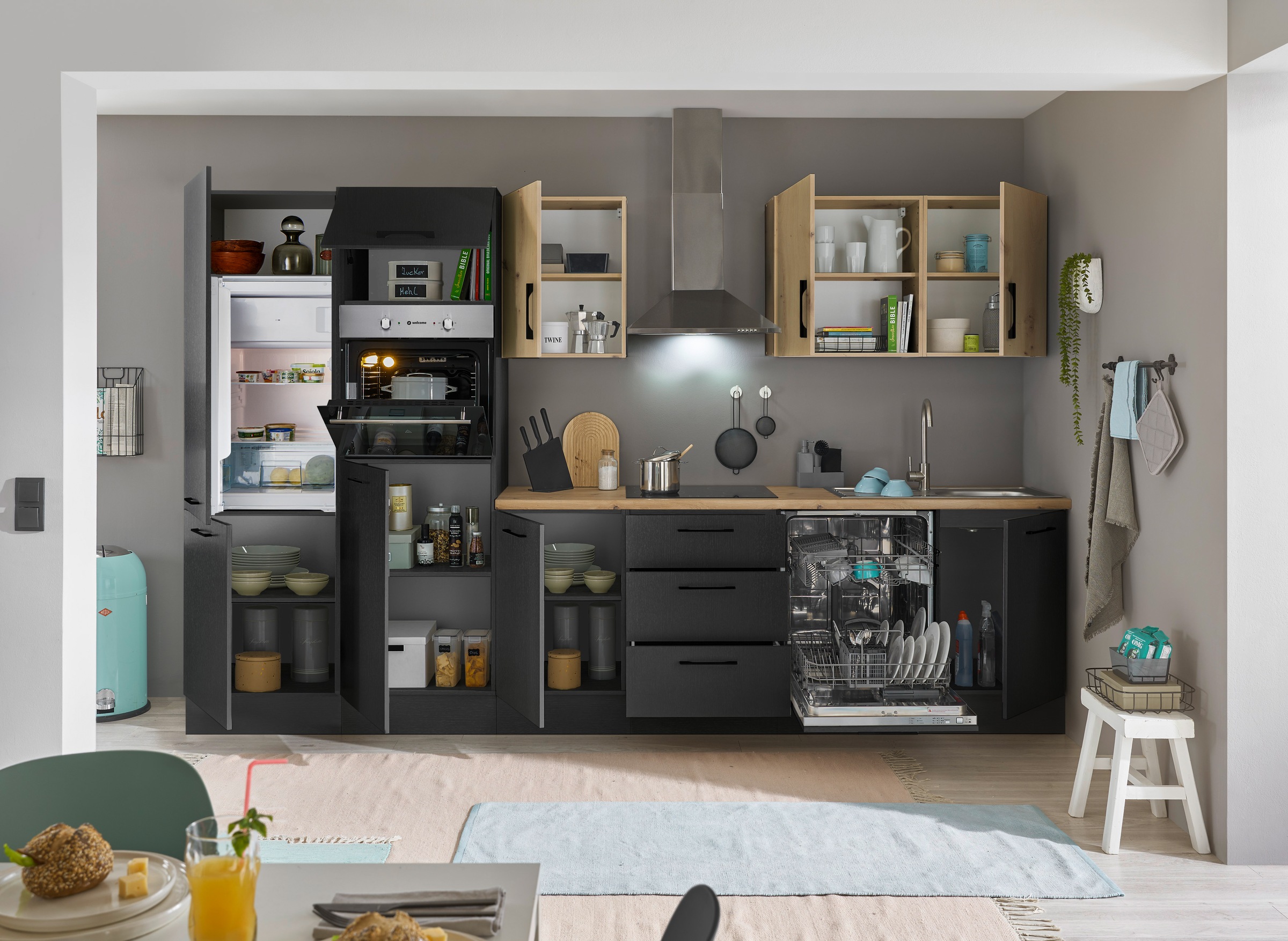 BASIC by Balculina Küchenzeile »Turin«, Breite 340 cm, wahlweise mit E-Geräten