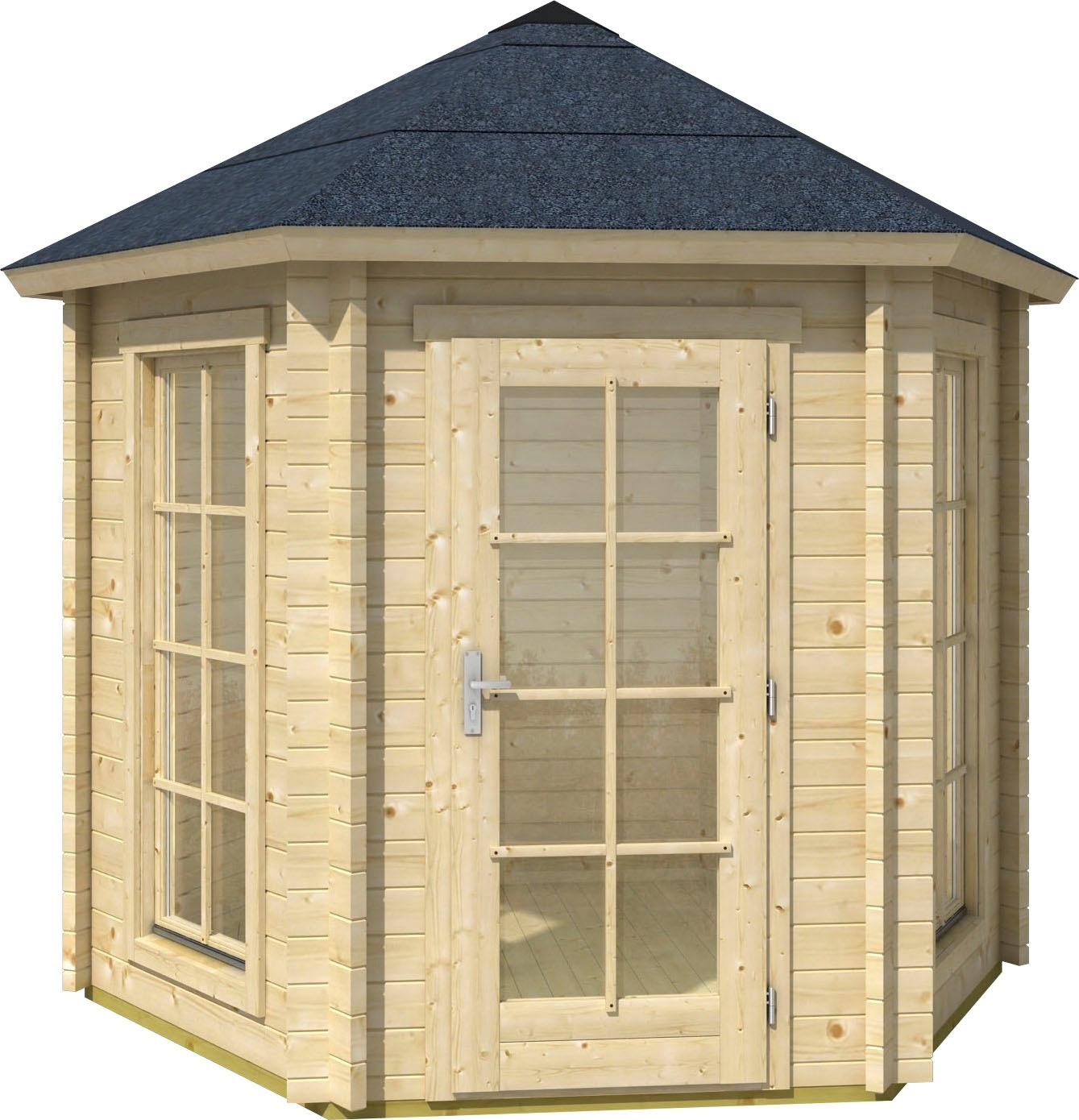 Pavillon LASITA MAJA "Inverness", beige (naturbelassen, naturbelassen), B/H/T: 320cm x 2.895cm x 277,1cm, Pavillons, Pavillon, BxT: 320x277,1 cm, Fichtenholz