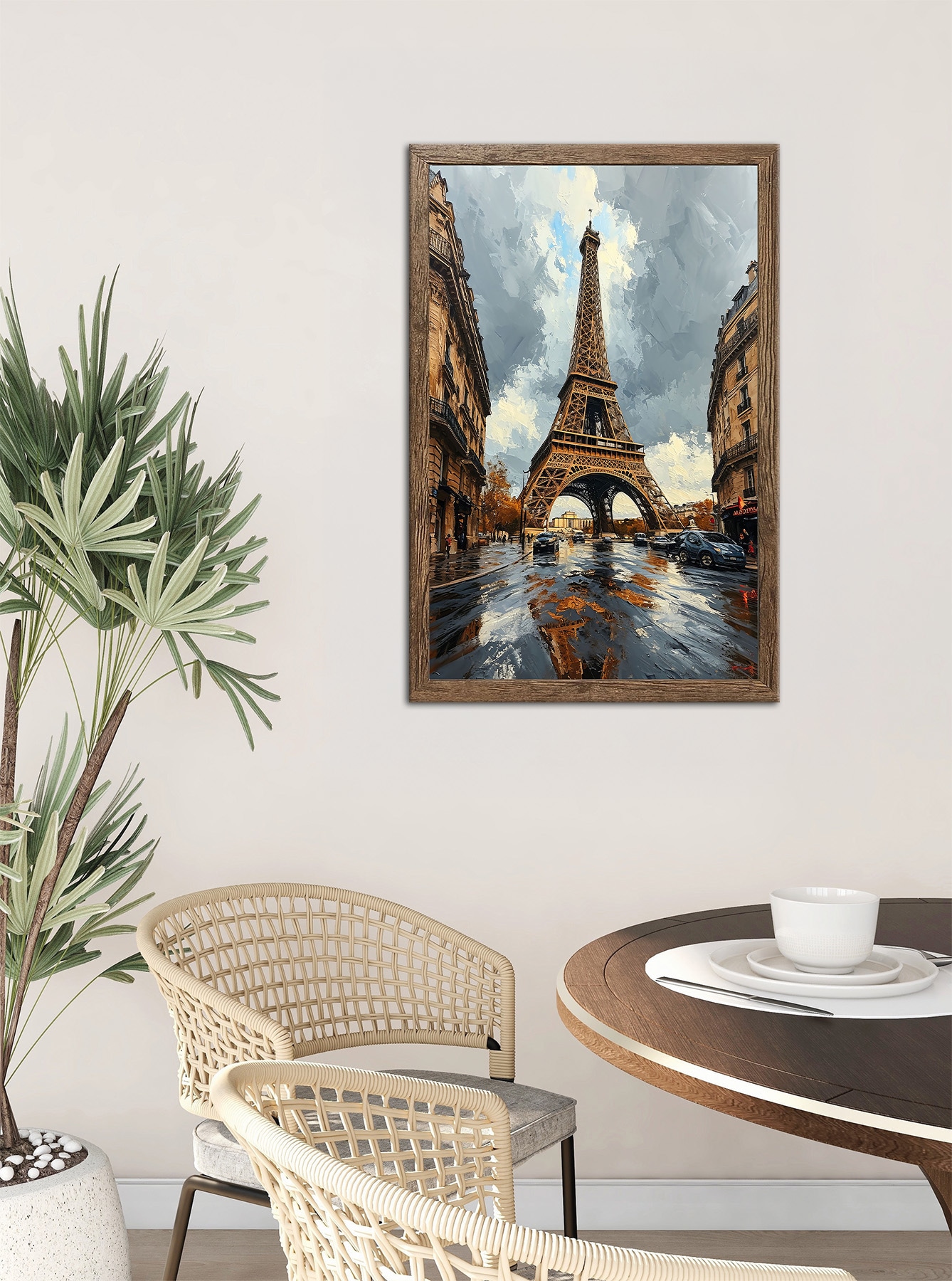 Bönninghoff Bild mit Rahmen »Wandbild gerahmt EIFFELTURM GEMÄLDE 50x70 cm – Paris Skyline im« Europa | Frankreich | Gebäude | Landschaft | Paris | Stadt 1 Stk. tlg. mit dekorativem Rahmen