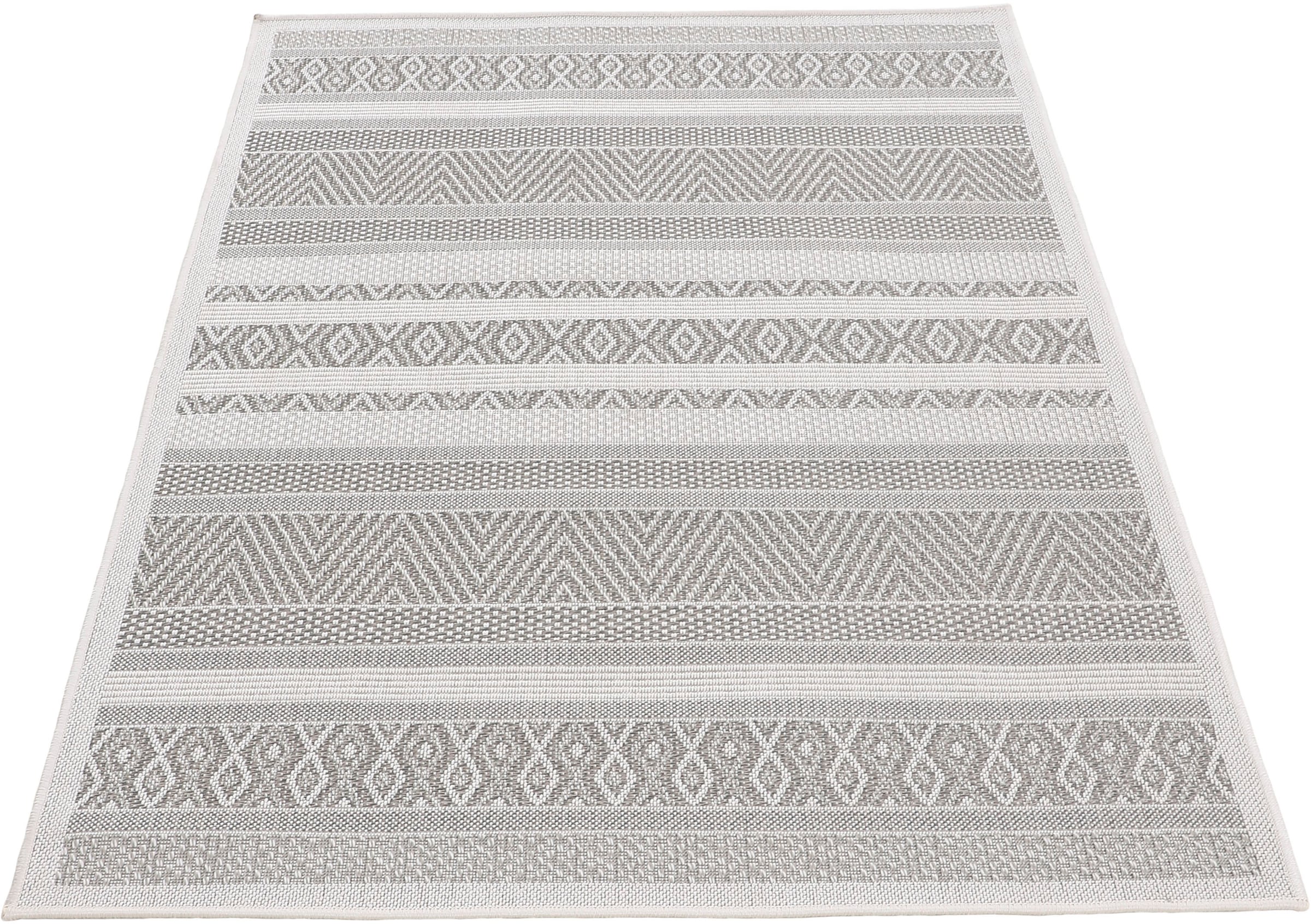 carpetfine Teppich »Boho 101«, rechteckig, 4 mm Höhe, robustes Flachgewebe, Sisal Optik, UV-beständig, Außenbereich