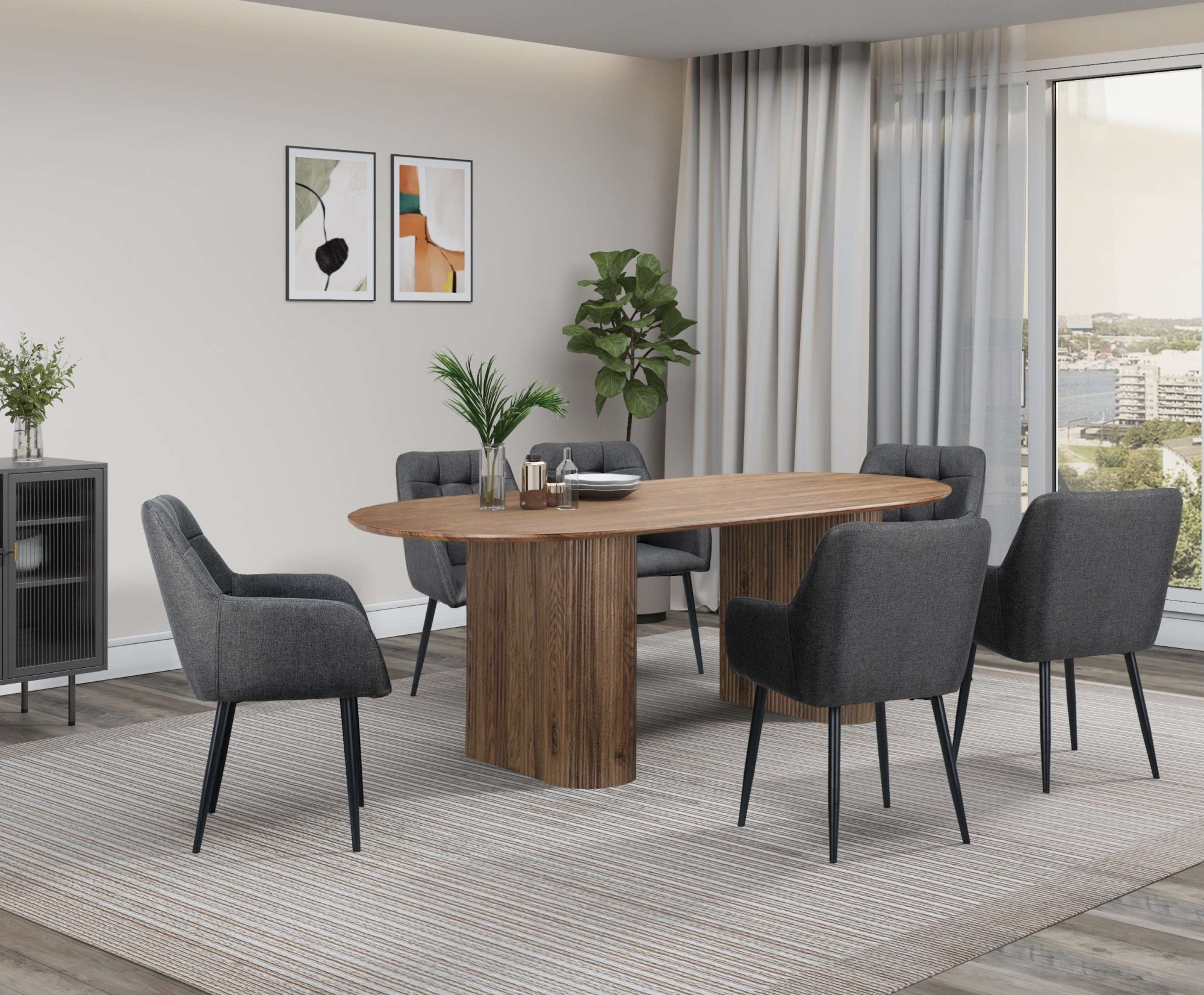 OTTO home Esstisch »Bostonia« ovaler Esstisch, Beine mit Rillenstruktur, pf günstig online kaufen