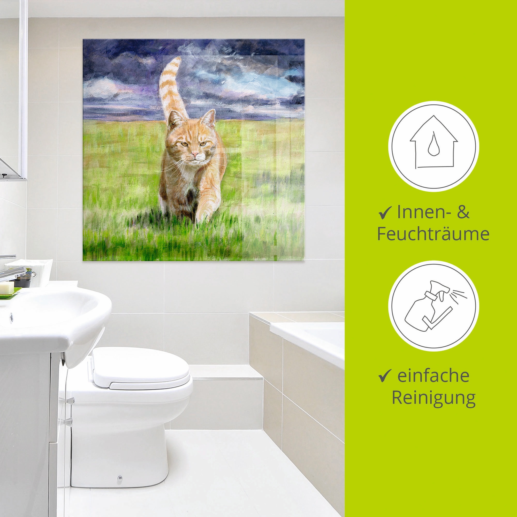 Artland Glasbild »Auf Jagd« Haustiere 1 Stk. tlg. in verschiedenen Größen