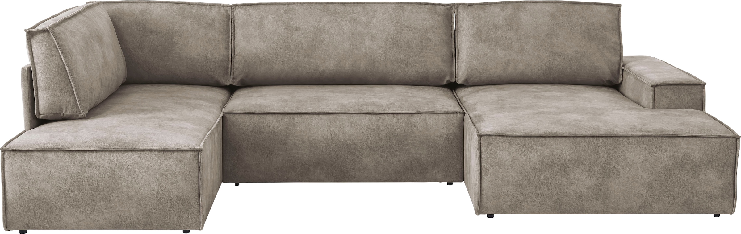 Home affaire Wohnlandschaft »SHERWOOD 329 cm, U-Form, Schlafsofa,«, Schlaffunktion m. Bettkasten (194x139 cm), Cord, Vintage, Samtvelours