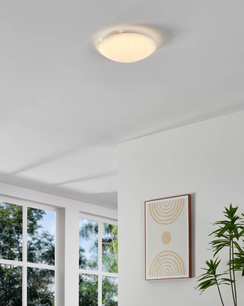 EGLO Deckenleuchte »MARGITTA 1 Deckenlampe,weiß, Granille-Kristalle, Wohnzimmerlampe«, 1 flammig, Leuchtmittel LED-Board | LED fest integriert, Wohnzimmer, Schlafzimmer, Flurlampe, modern, klassisch, 31,5x9,5cm