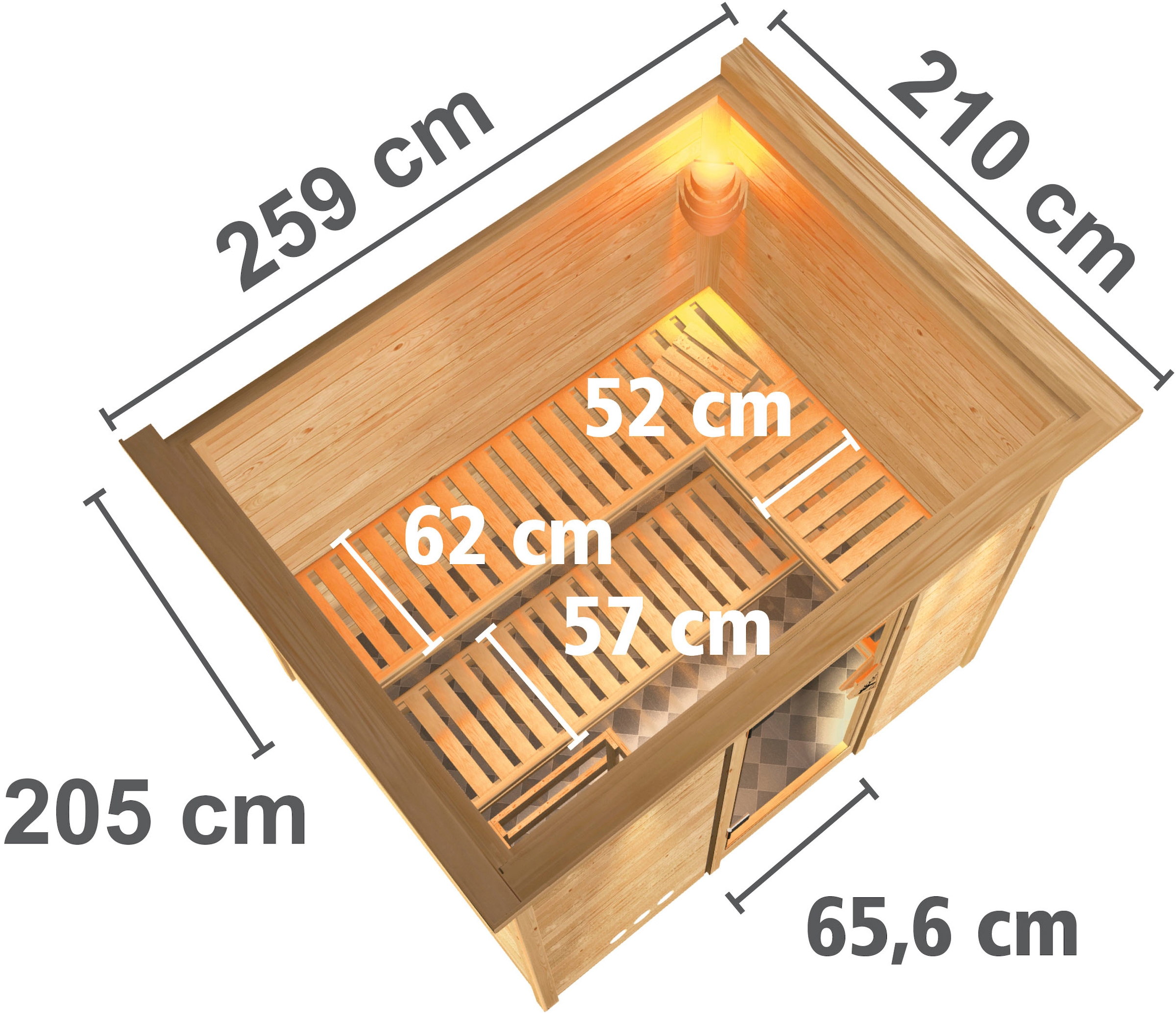 Karibu Sauna »Soraja« Set,  Ofen 9 KW externe Strg easy