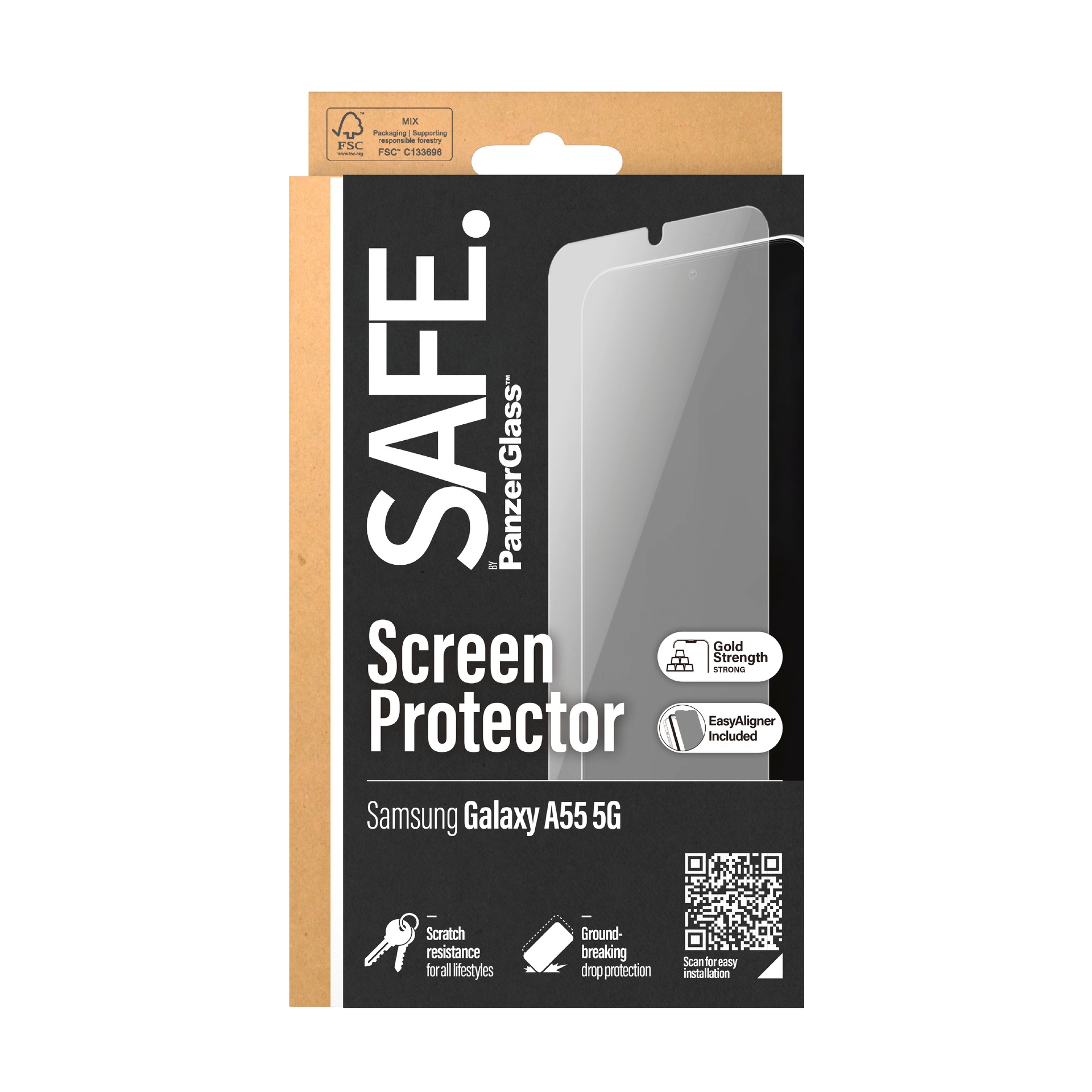 SAFE by PanzerGlass Displayschutzglas »Ultra Wide Fit Screen Protector«, für Samsung A55 5G, Displayschutzfolie, Displayschutz, Bildschirmschutz stoßfest kratzfest