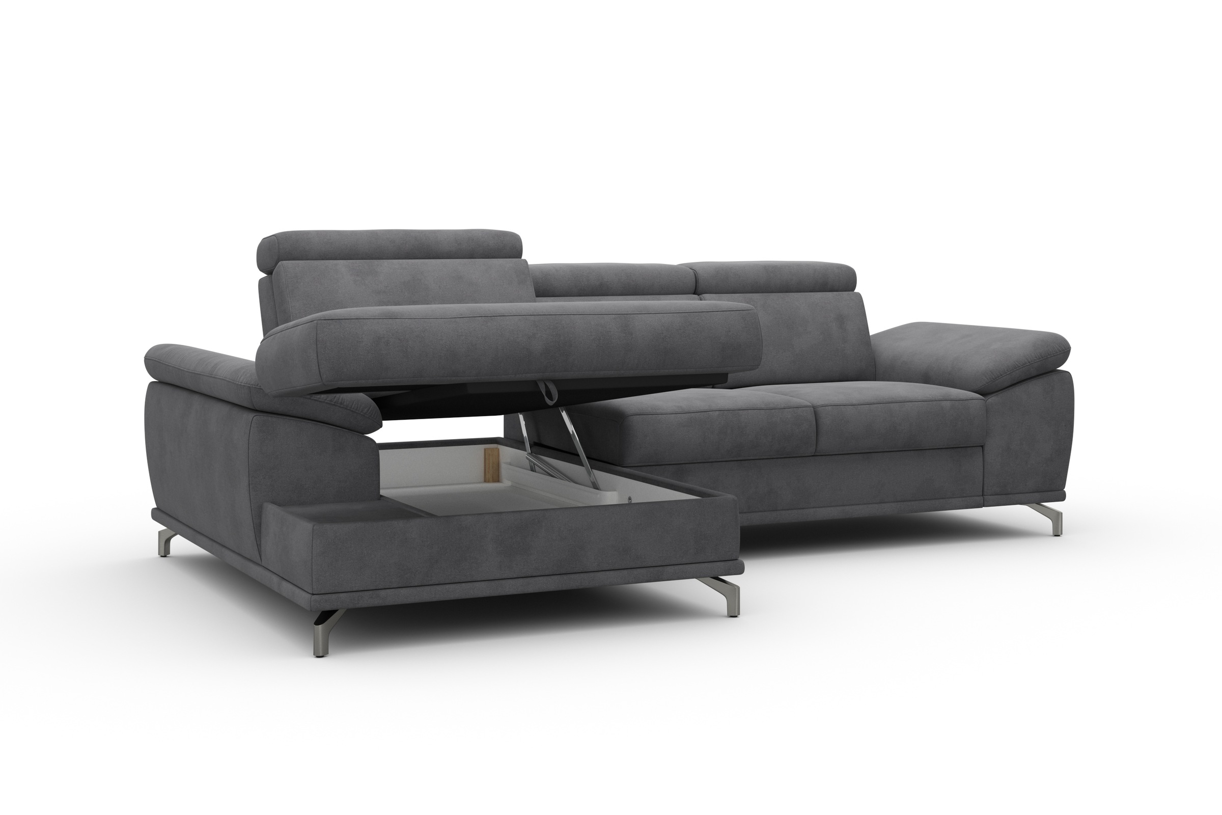 sit&more Ecksofa »Cabrio L-Form, mit Sitztiefenverstellung, Arm- und Kopfteilverstellung«, 2 Nierenkissen, Federkern, optional Bettfunktion und Stauraum