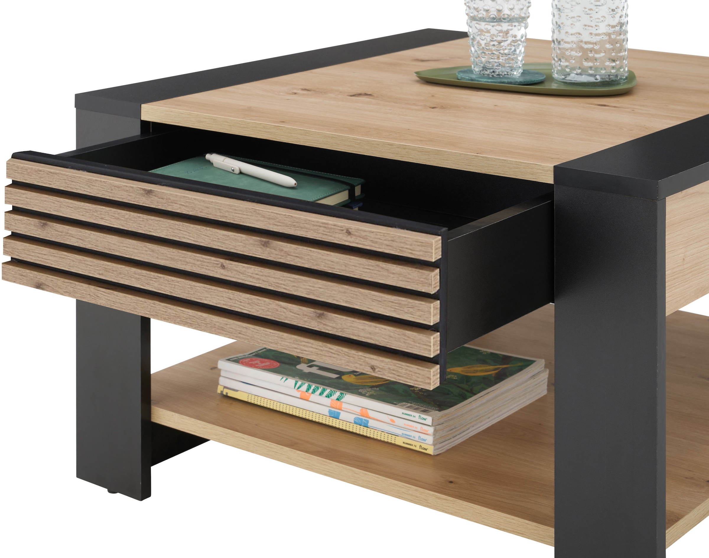 Stolkom Couchtisch »Feli Couchtisch B/H/T 70x42x70 cm« 1 Stk. tlg. MDF, fest verleimten Stäbchen