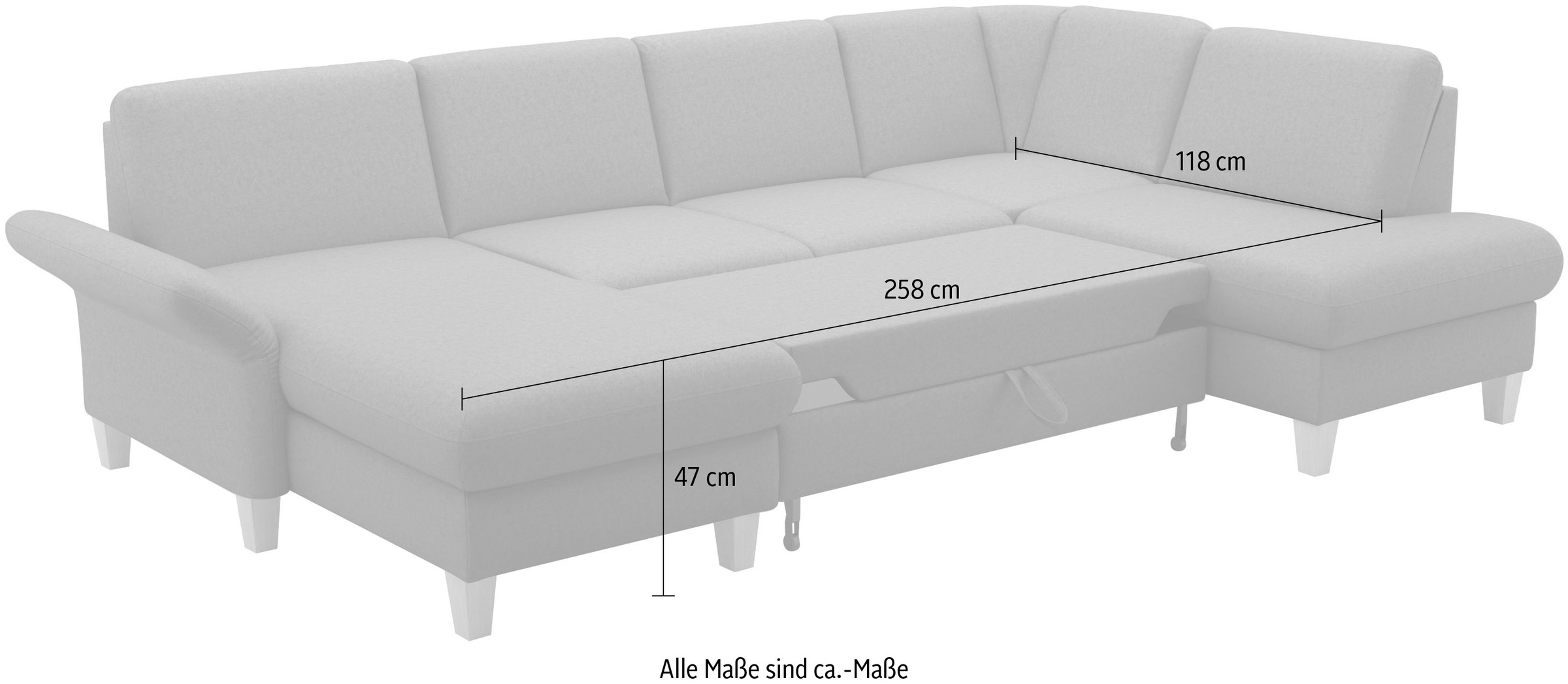 Home affaire Wohnlandschaft »Rochelle«, wahlweise mit Armlverstellung, Klappbett mit Rollen & Bettkasten