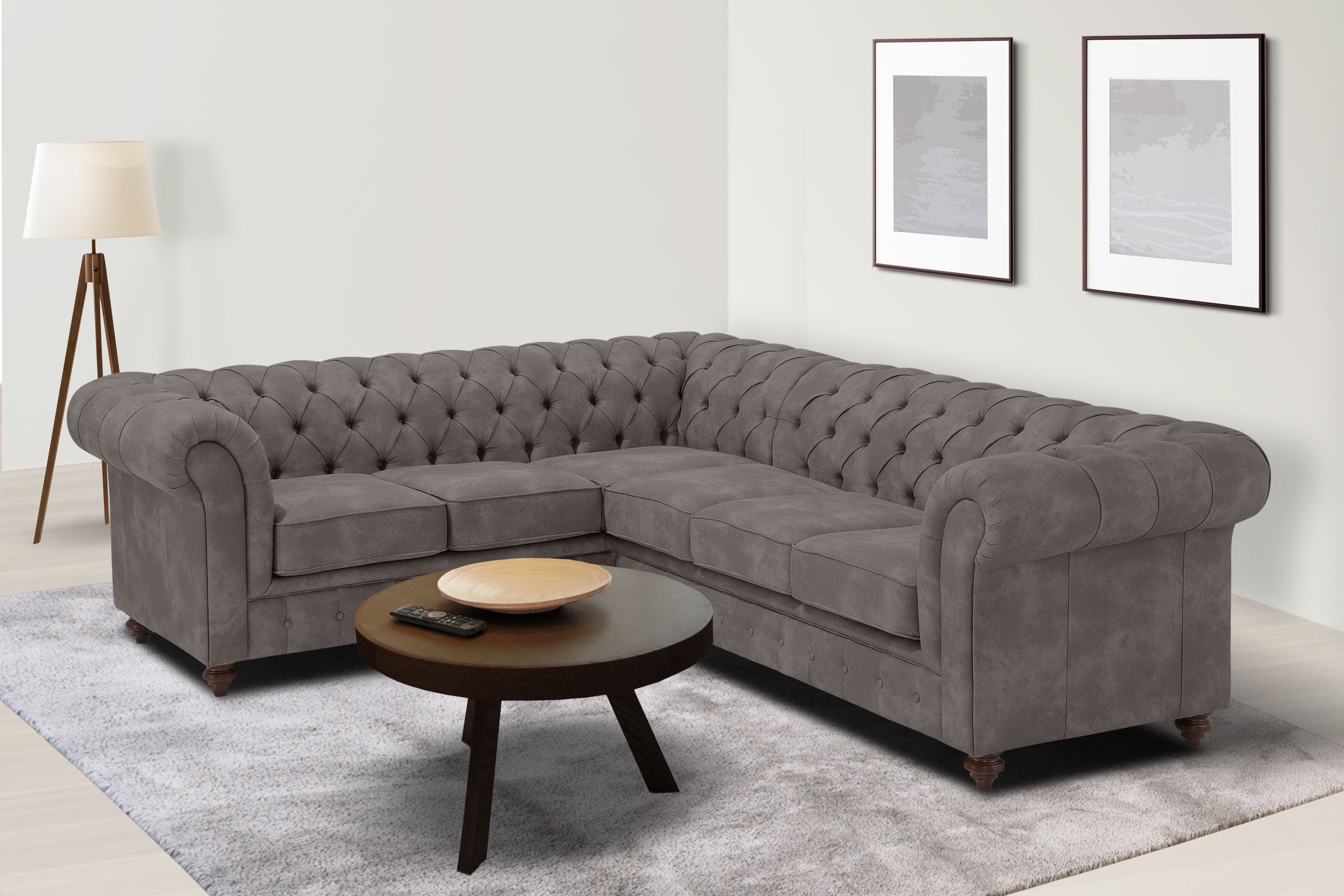 Home affaire Chesterfield-Sofa »Chesterfield Ecksofa, auch in Leder L-Form« günstig online kaufen