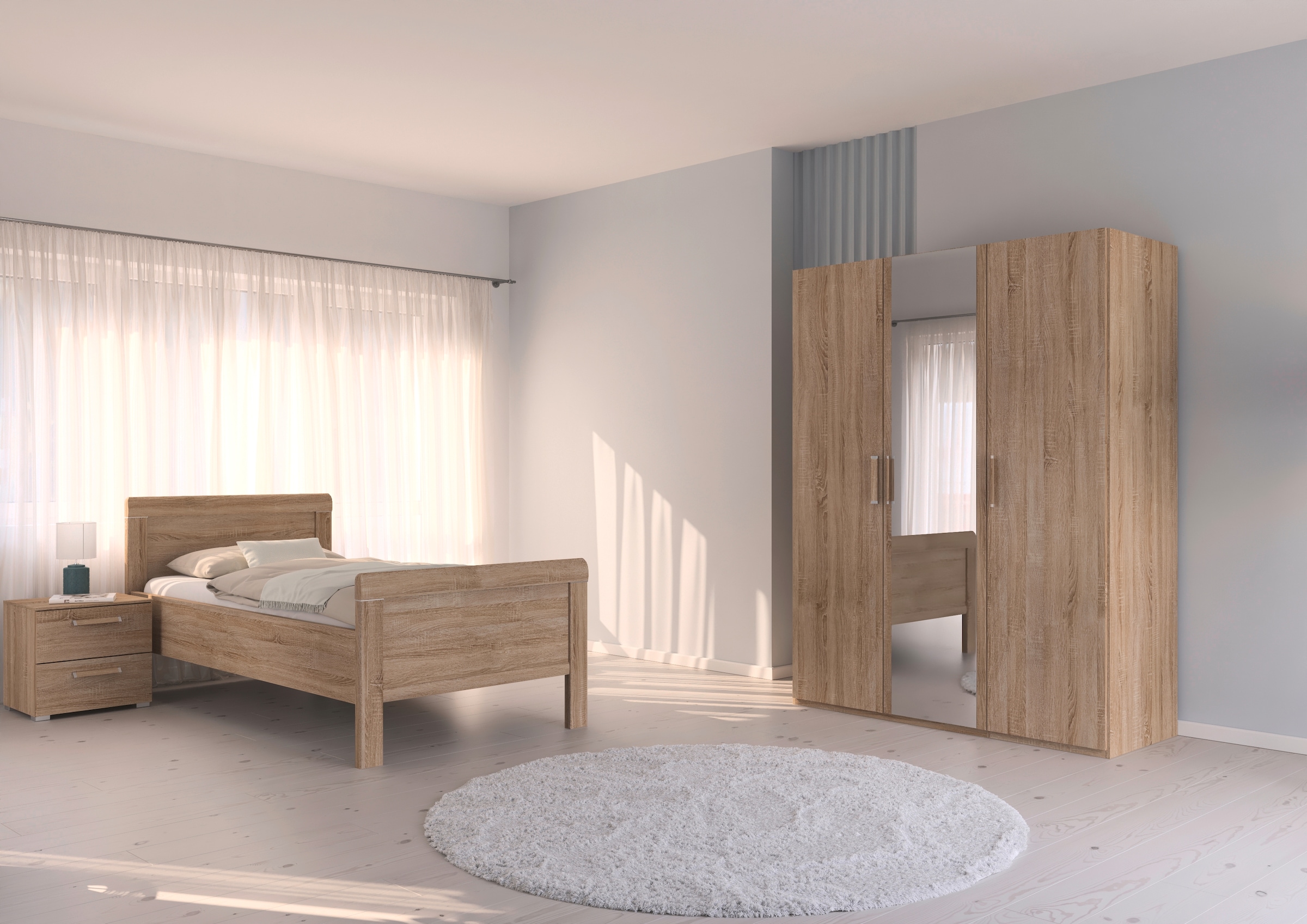 rauch Schlafzimmer-Set »Komplettschlafzimmer Schlafzimmer EVELYN« Set, 3 Stk. tlg. Schrank und Bett in 2 Breiten, Nachttisch 2 Schubladen MADE IN GERMANY