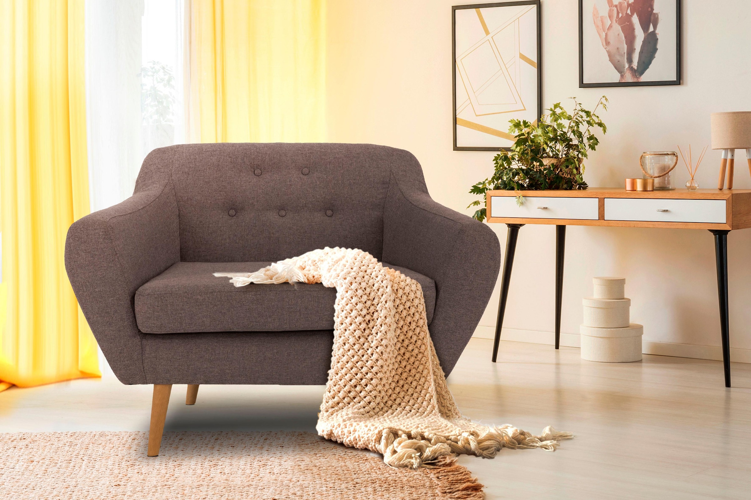 Home affaire Sessel »Renne« mit Heftung im Rücken im skandinavischem Stil günstig online kaufen