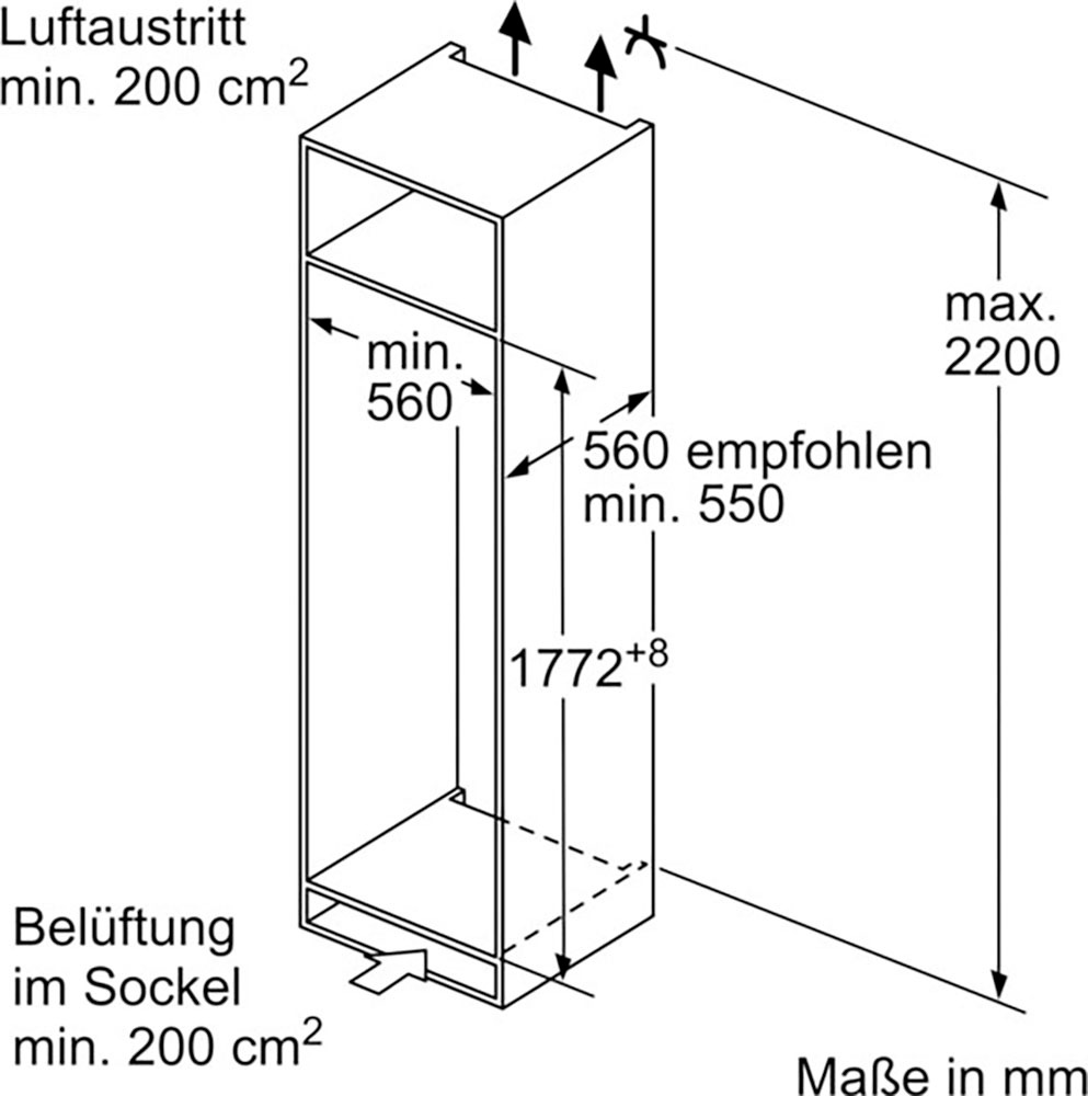 NEFF Einbaukühlgefrierkombination N 50 »KI2822FE0«, Fresh Safe: Schublade für flexible Lagerung von Obst & Gemüse