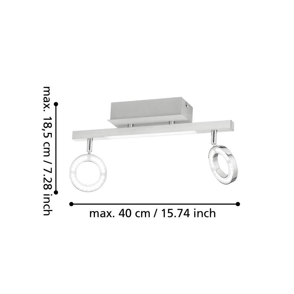 EGLO LED Deckenspots »CARDILLIO 1 Deckenlampe, Chrom, 2 flammig, schwenkbare Lampenköpfe«, 2 flammig, Leuchtmittel LED-Board | LED fest integriert, Spot, warmweißes Licht, Wohnzimmer, Esszimmer, Küche, Flur, 39x8,5cm