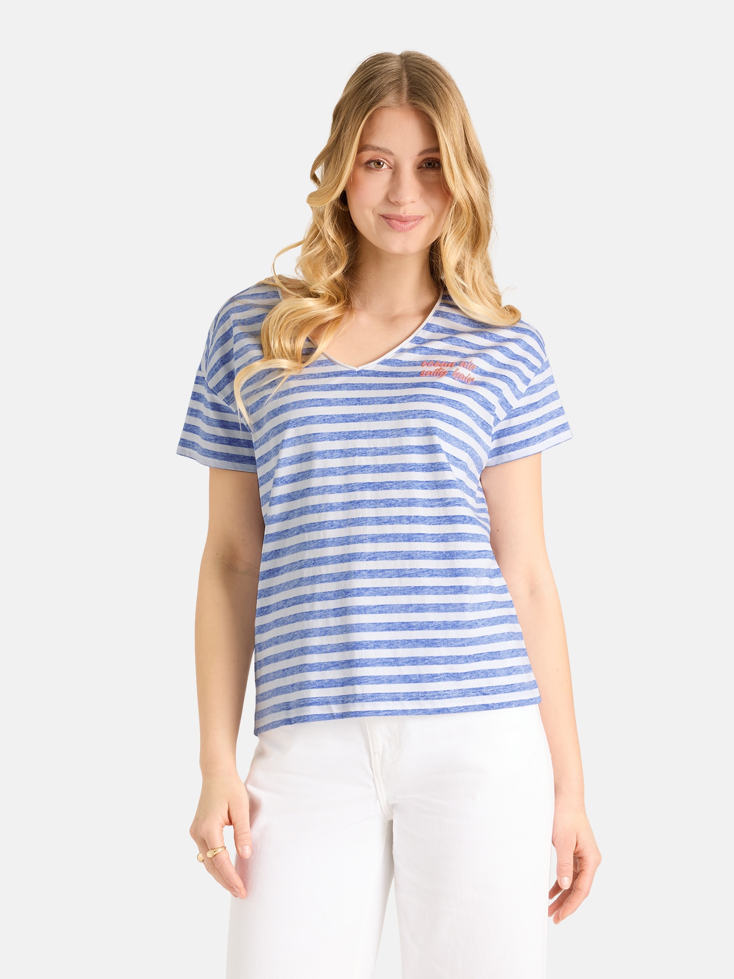 Lieblingsstück T-Shirt »DollyL« mit Rückenprint, V-Ausschnitt, gestreift
