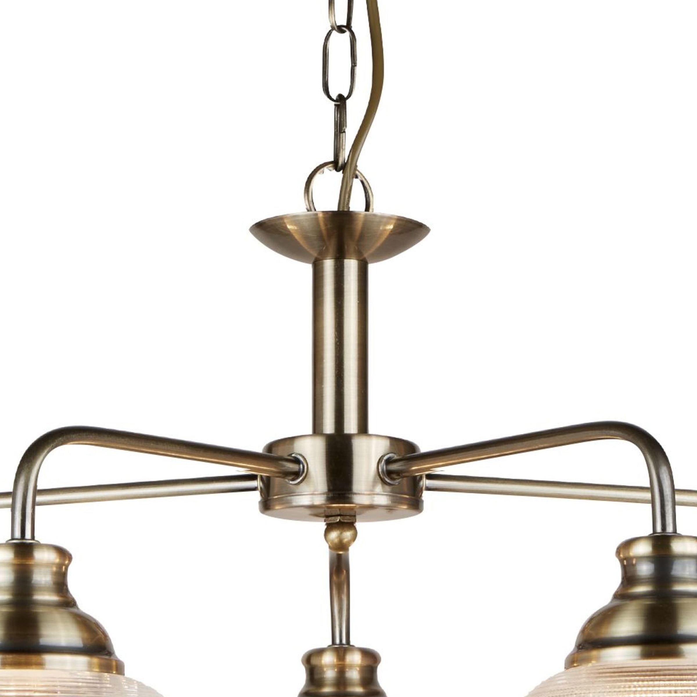 Searchlight Hängeleuchte »Bistro II 5Lt Pendant -Antique Brass & Holophane Style Glass« E27 1 Stk.