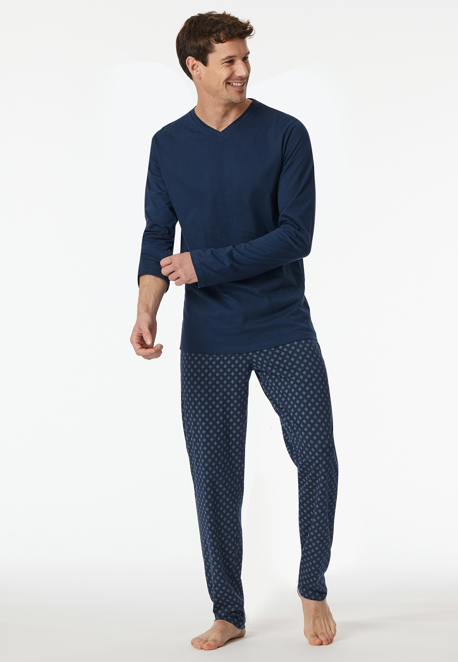 Schiesser Schlafanzug »"Casual Essentials"«, (2 tlg.), mit V-Ausschnitt