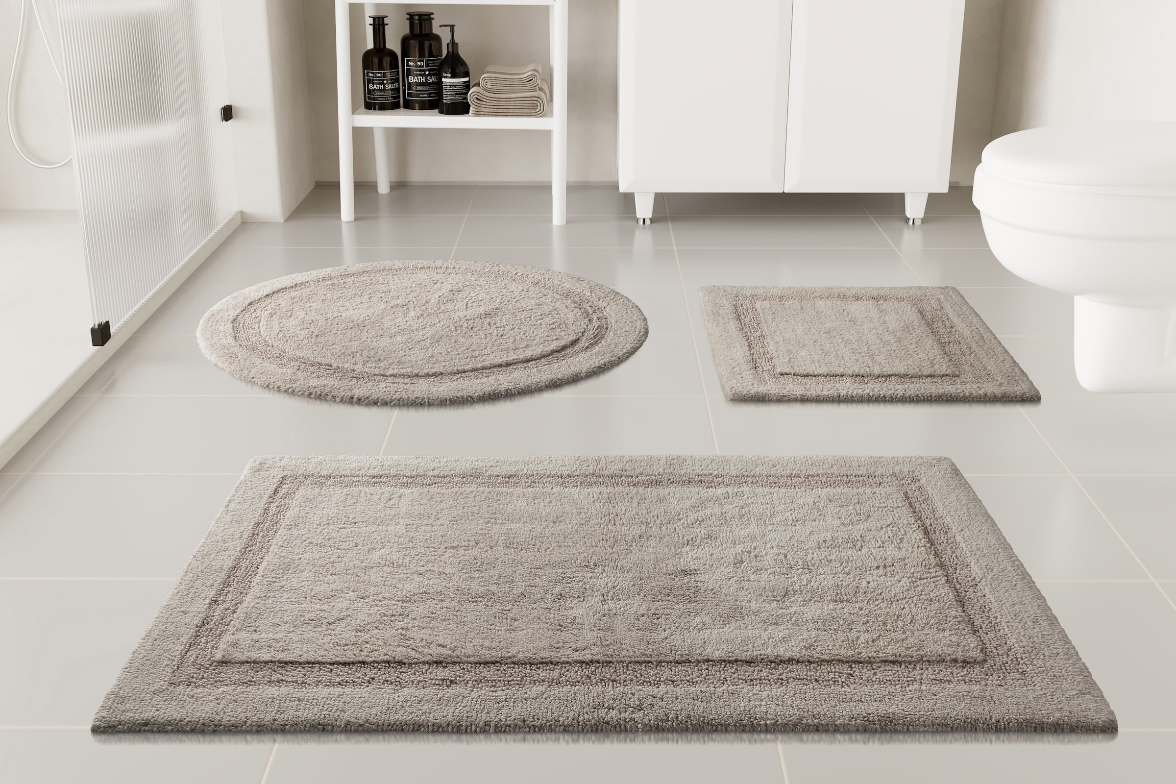 OTTO home Badematte »Meellor« Höhe 20 mm Badteppich, getuftet, modern, Uni, antirutsch, flauschig, Baumwolle