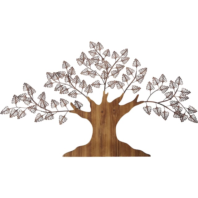 HOFMANN LIVING AND MORE Wanddekoobjekt »Baum«, Materialmix aus Metall und  Holz auf Rechnung bestellen