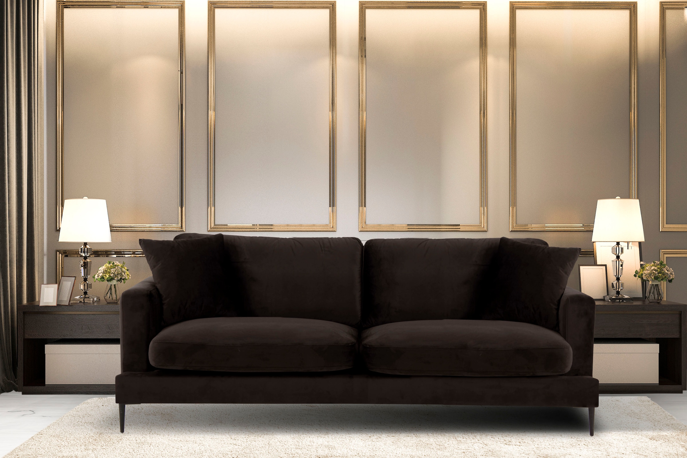 Leonique 3-Sitzer "Cozy elegantes Designsofa, Maße B/T/H: 211/97/80 cm" mit günstig online kaufen