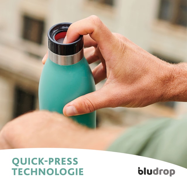 Emsa Trinkflasche »Bludrop Color«, (1 tlg.), nachhaltig, wiederverwendbar,  Flasche aus Edelstahl, Pulverbeschichtung, Quick-Press Verschluss,  ergonomischer 360° Trinkgenuss, 12h warm 24h kühl, spülmaschinenfest,  auslaufsicher jetzt bestellen