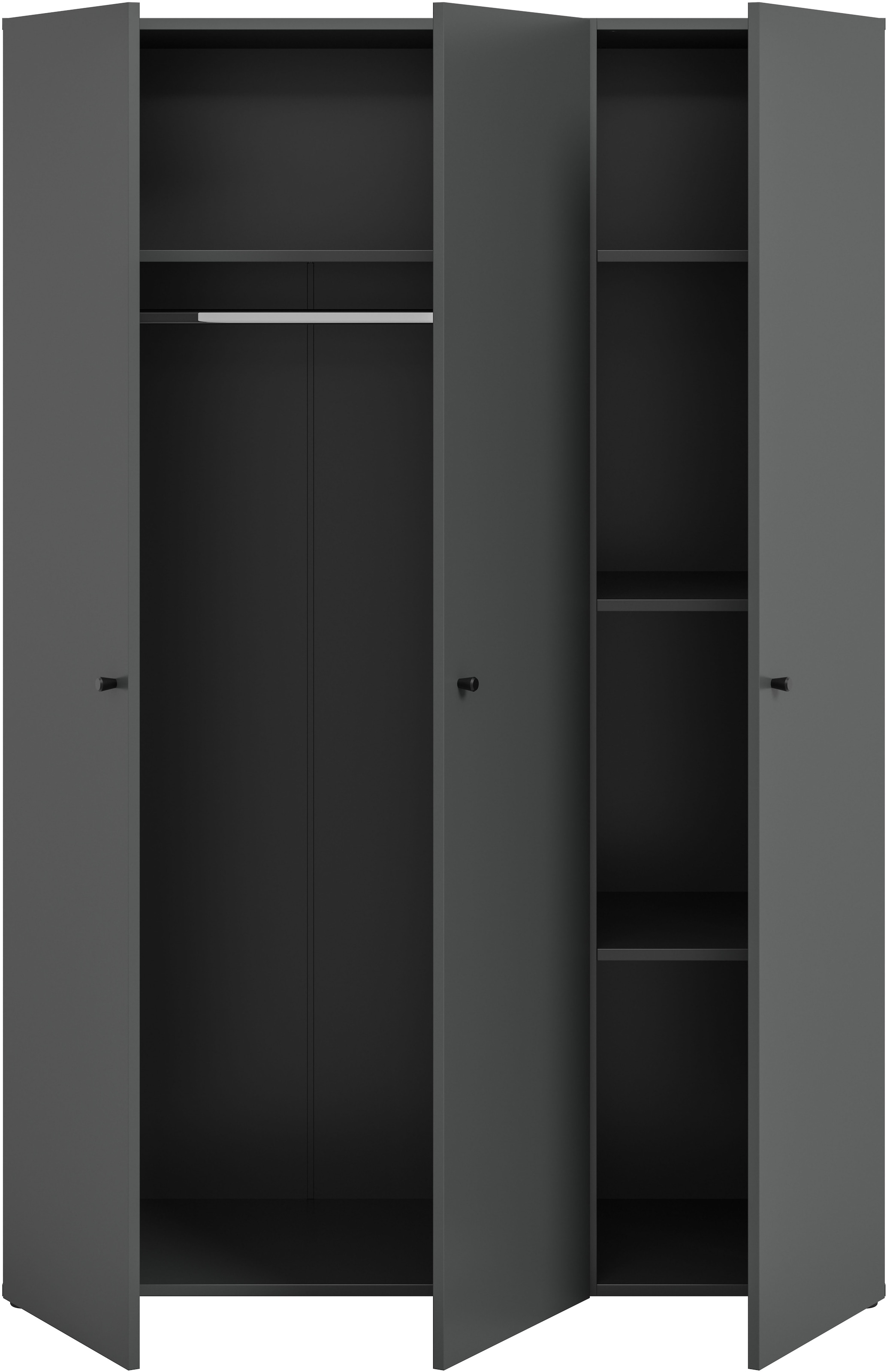 Home affaire Kleiderschrank »BILLINGS, TOPSELLER!, Schlafzimmerschrank, Schrank, Garderobenschrank«, (OTTO BESTSELLER, Garderobe & Schlafzimmer), Breite 130cm, grau, 3-türig, inkl. 1 Kleiderstangen und 4 Ablageböden