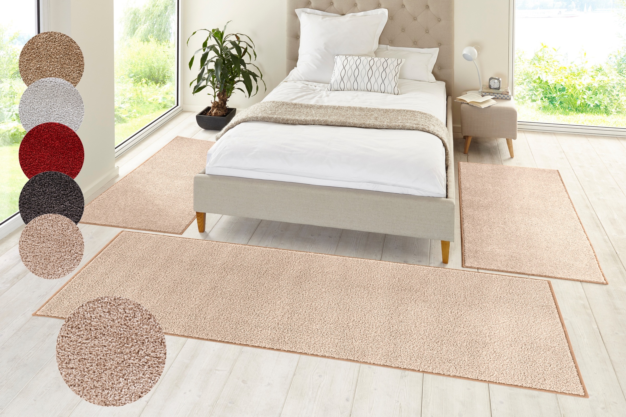 HANSE Home Bettumrandung »Pure 100«, (3 tlg.), Kurzflor, Unifarben, Teppich günstig online kaufen
