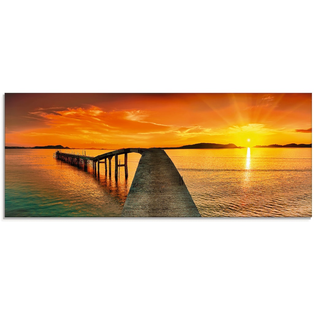 Artland Glasbild »Sonnenaufgang über dem Meer«, Gewässer, (1 St.)