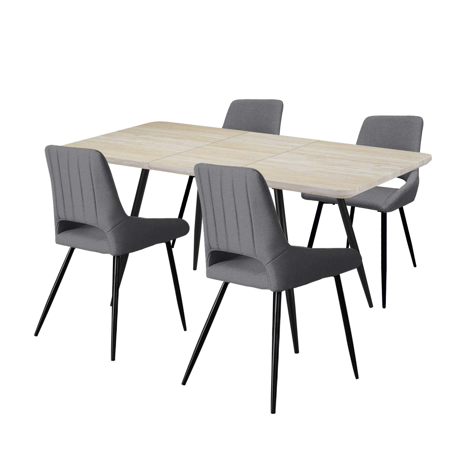 OTTO home Essgruppe »Ombrone-Derrek« Set, Esstisch mit 4 Stühlen, 5 tlg. Esstisch mit 4 Stühlen, ausziehbar 120-160 cm, inkl. Einlegeplatte