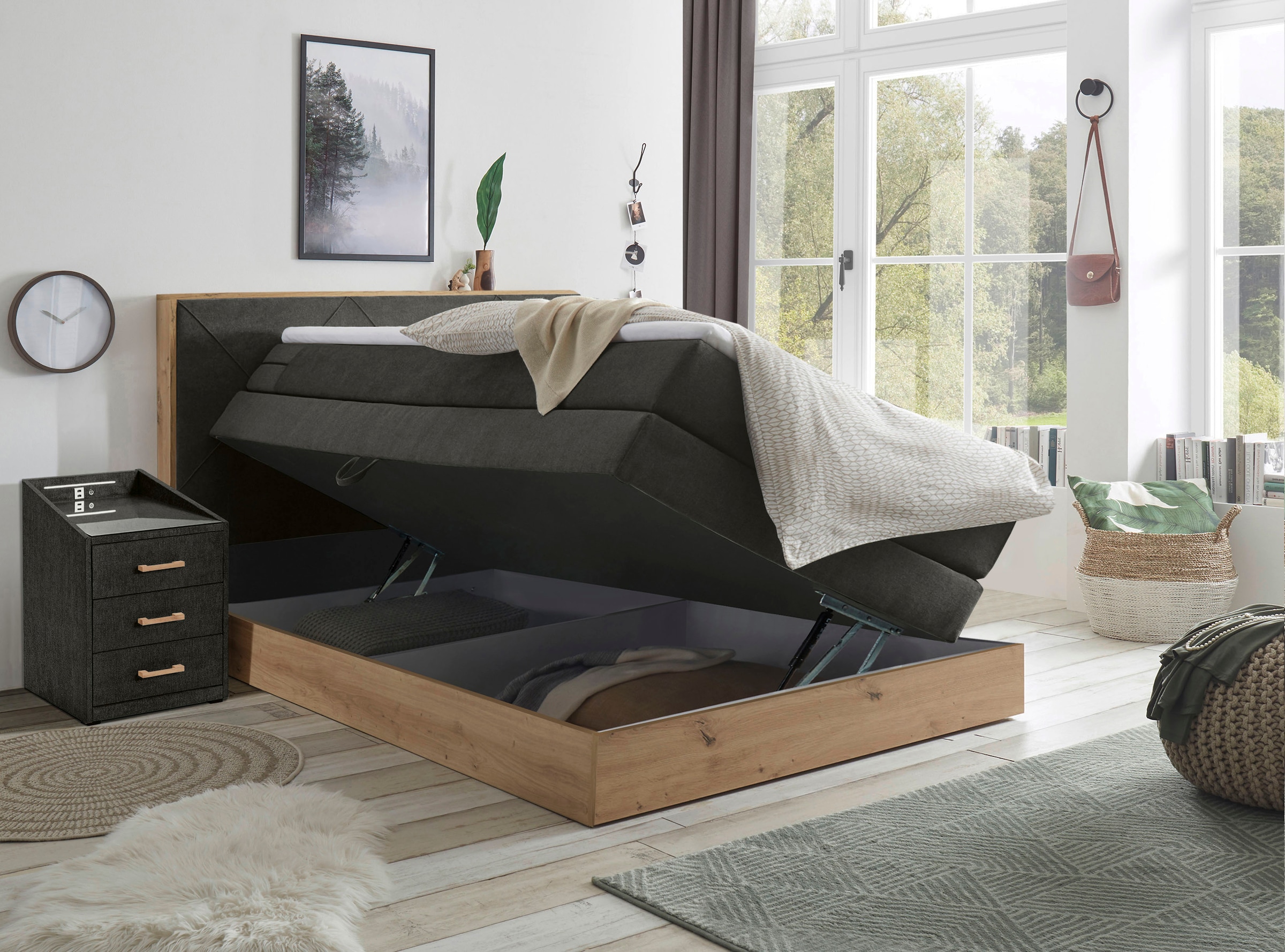 ED EXCITING DESIGN Boxspringbett »Bellevue«, inkl. Bettkasten, wahlweise mit Matratze und Topper