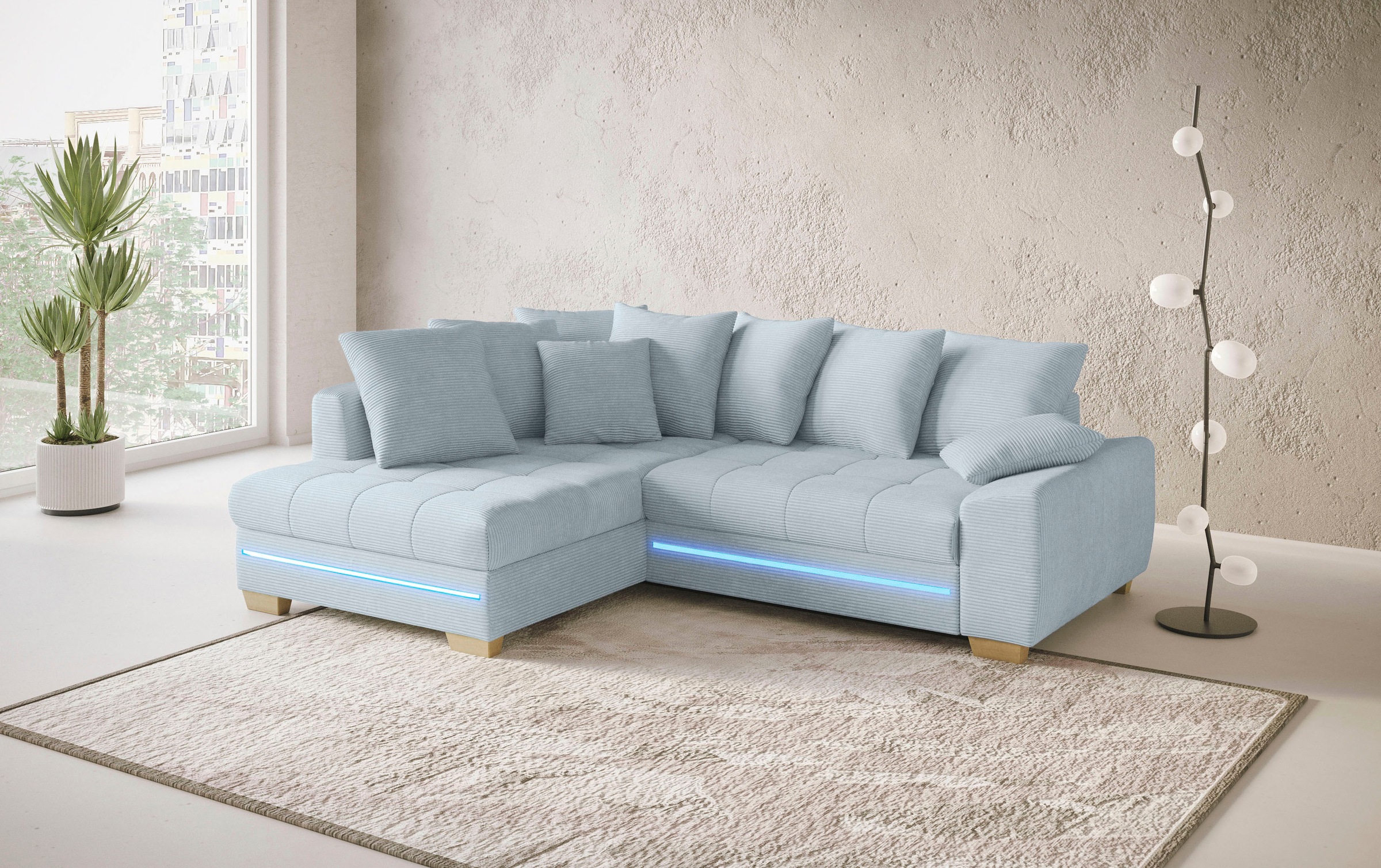 Mr. Couch Ecksofa »Nikita II, L-Form« mit Kaltschaum, RGB-LED Beleuchtung, günstig online kaufen