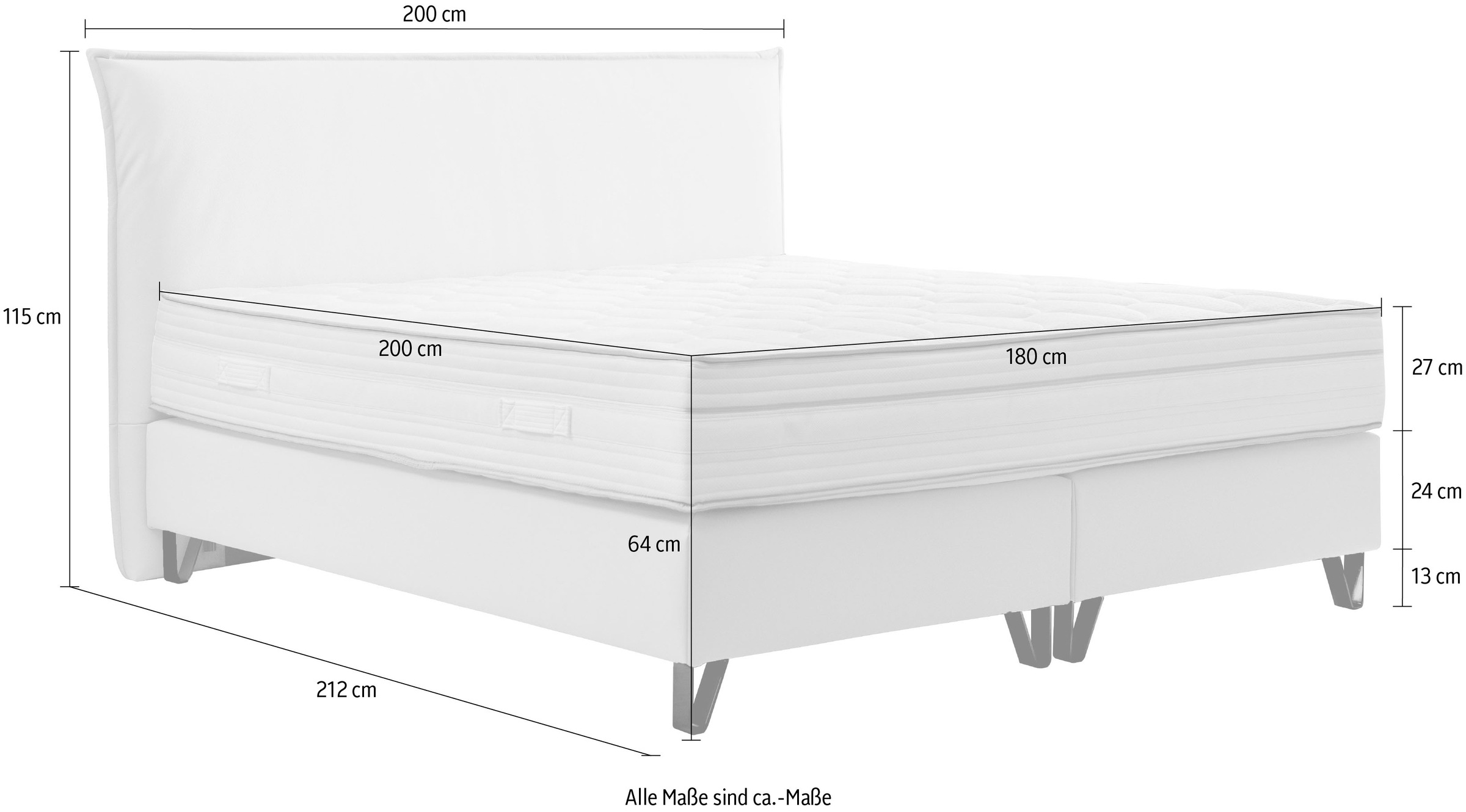 alina Boxspringbett »Manrid in der Breite 180x200cm«, inkl. Partnermatratze