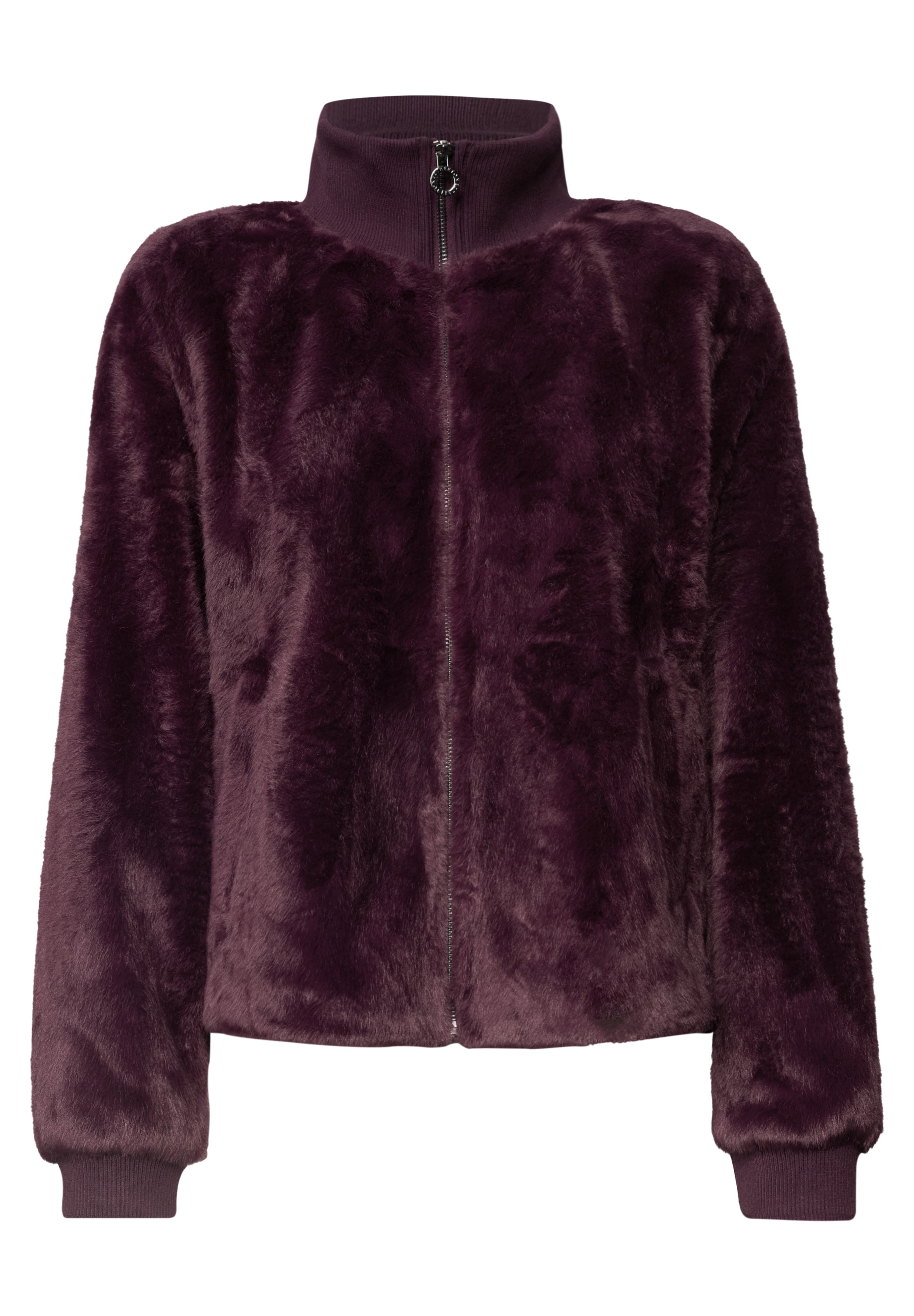 STREET ONE Blouson ohne Kapuze Fake Fur Blouson mit Strickdetails und Leo-Optik