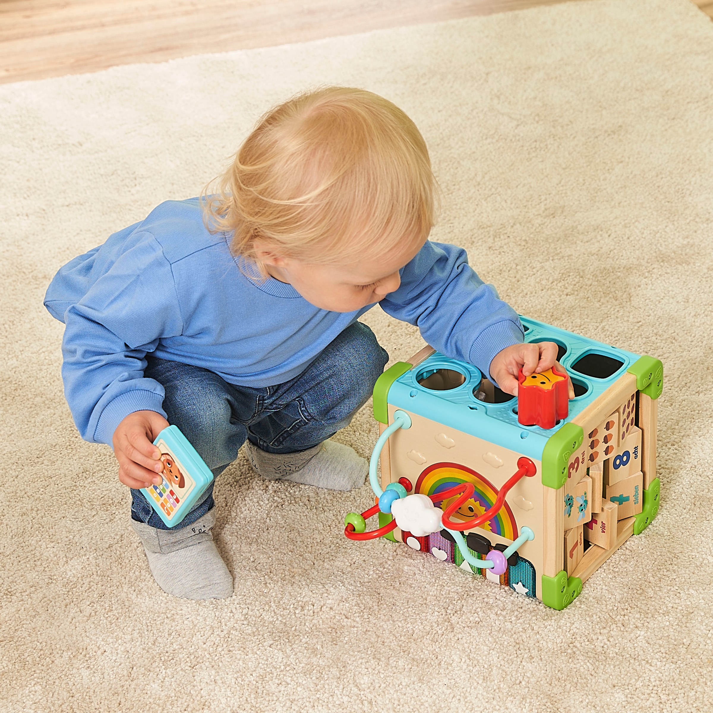 Vtech® Motorikwürfel »Vtech Baby, Interaktiver Holz-Spielwürfel«, FSC® - schützt Wald - weltweit