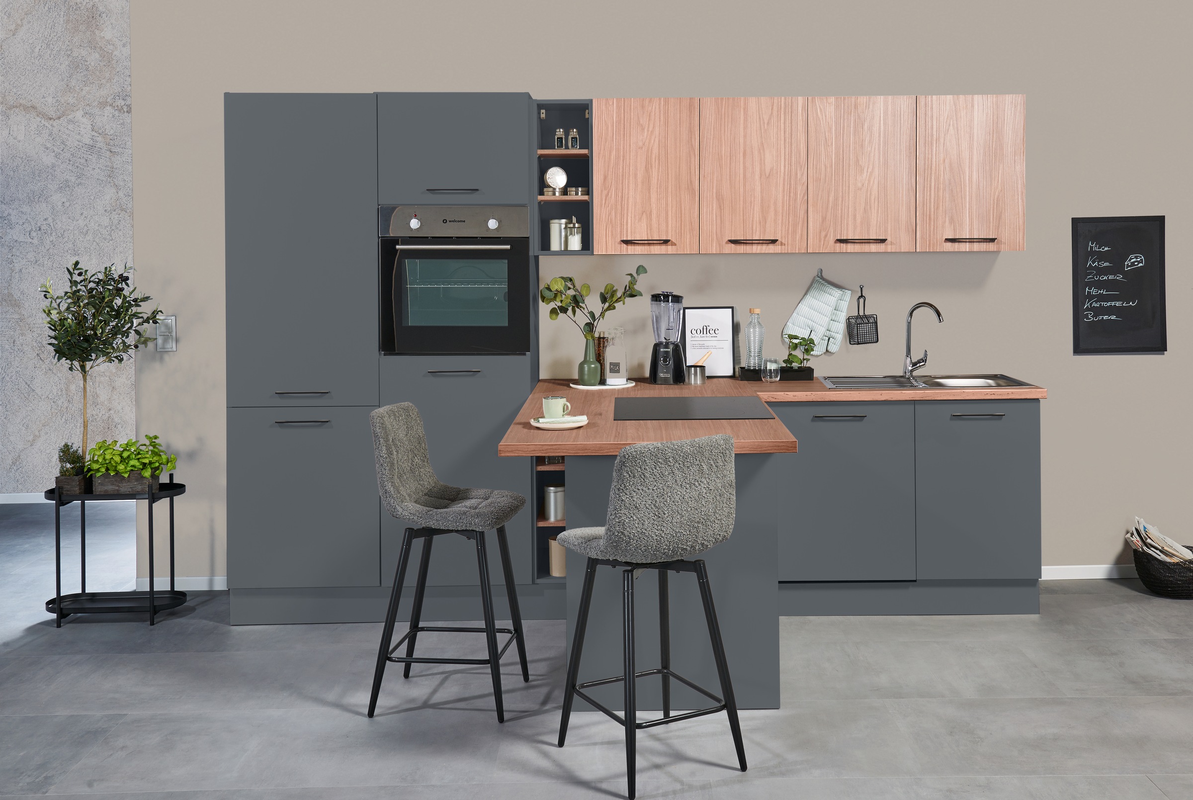 BASIC by Balculina Küchenzeile »Girona B/H/T 325x211x200 cm« Breite 325cm, wahlweise mit E-Geräte, Softclose