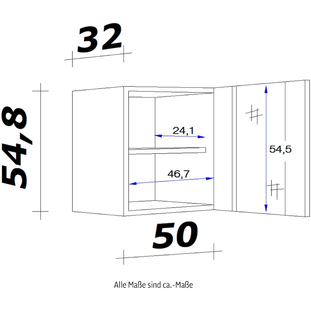 Flex-Well Glashängeschrank »Portland«, (B x H x T) 50 x 54,8 x 32 cm