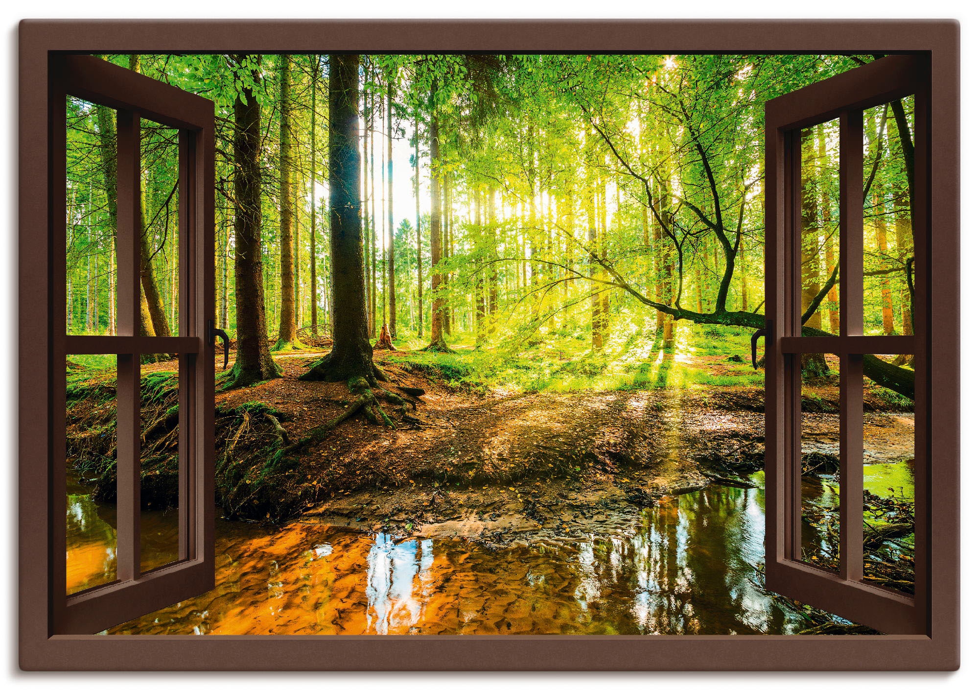 auf Bach«, in versch. Raten kaufen mit oder als (1 Leinwandbild, Wald, Wald Artland Wandbild St.), Poster - Größen »Fensterblick Wandaufkleber