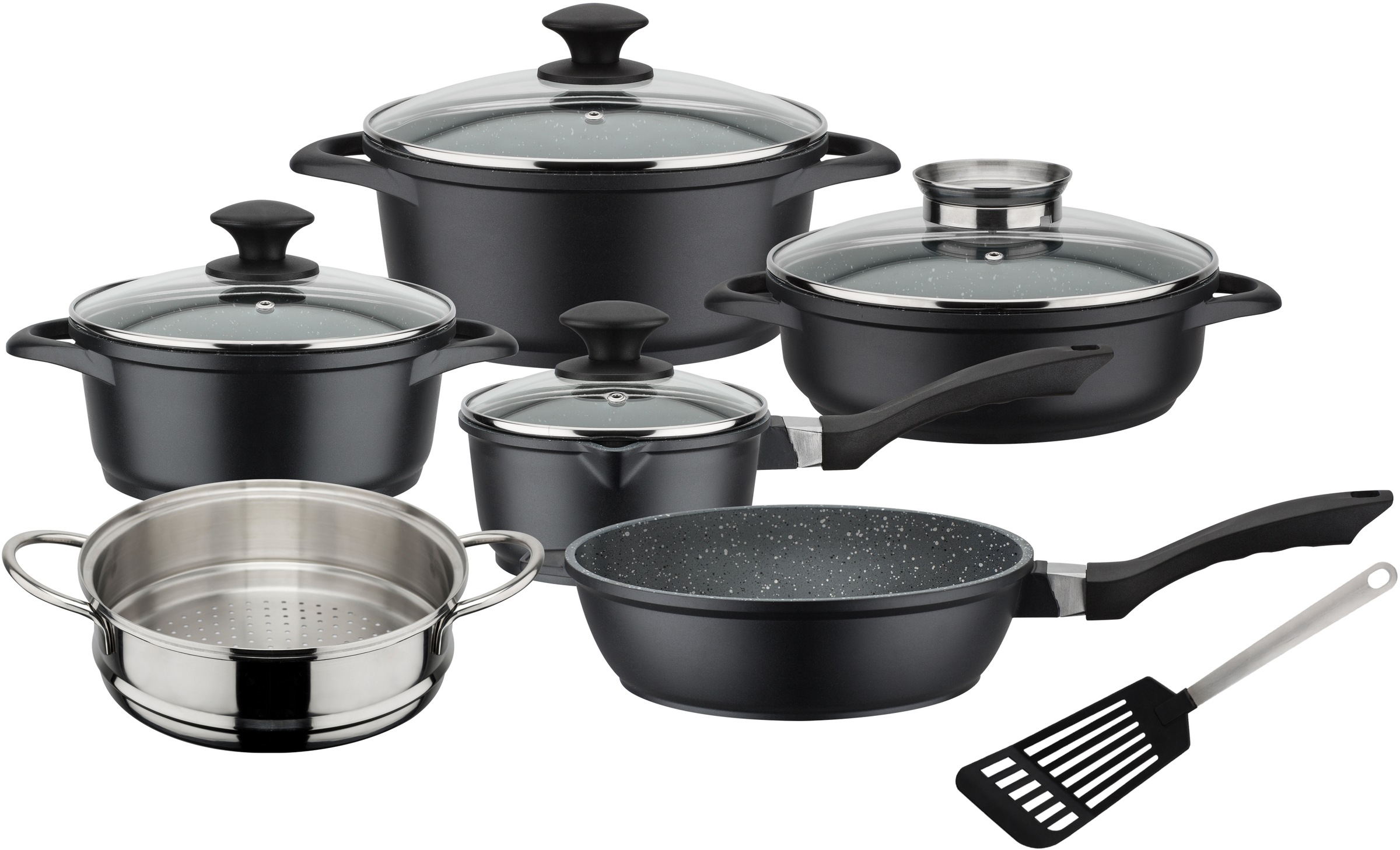 GSW Topf-Set »Gourmet Granit«, Aluminiumguss, (Set, 11 tlg., Kochtopf 20/24 günstig online kaufen