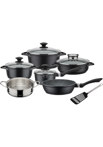 Topf-Set »Gourmet Granit«, Aluminiumguss, (Set, 11 tlg., Kochtopf 20/24, Stieltopf 16,...