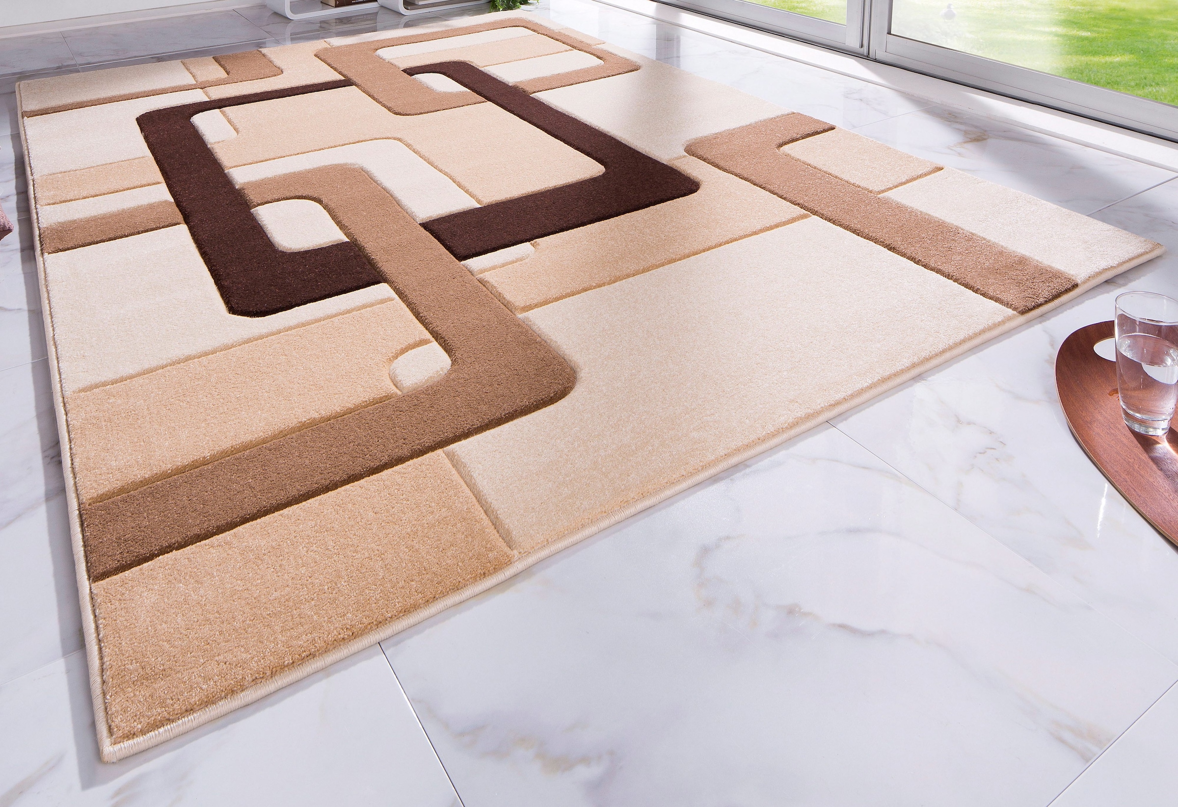 my schnell und Kurzflor, home bequem Teppich Hoch-Tief-Effekt, rechteckig, »Maxim«, bestellen 3D-Design