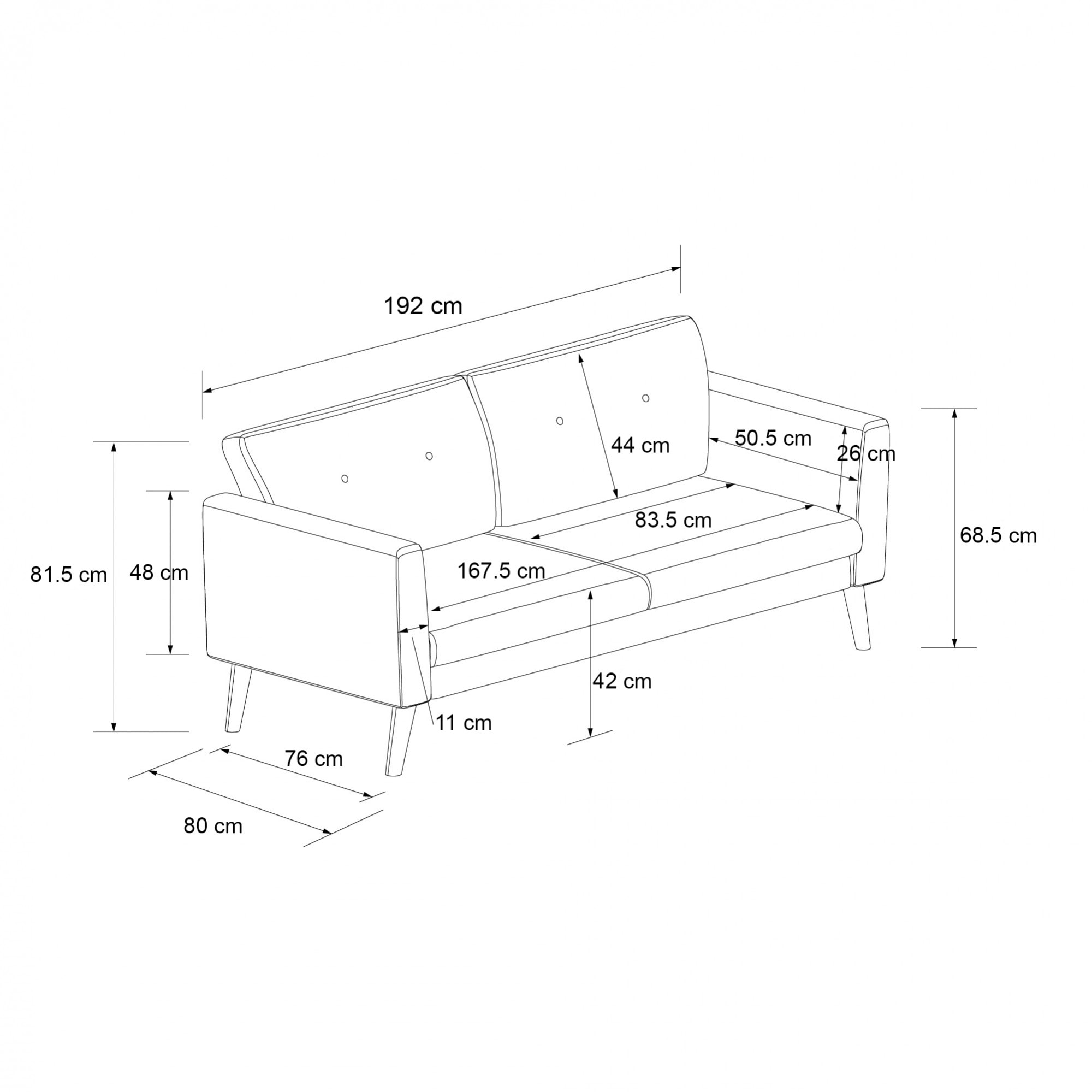 CosmoLiving by Cosmopolitan 3-Sitzer »Gloria« Mit Knopfsteppung