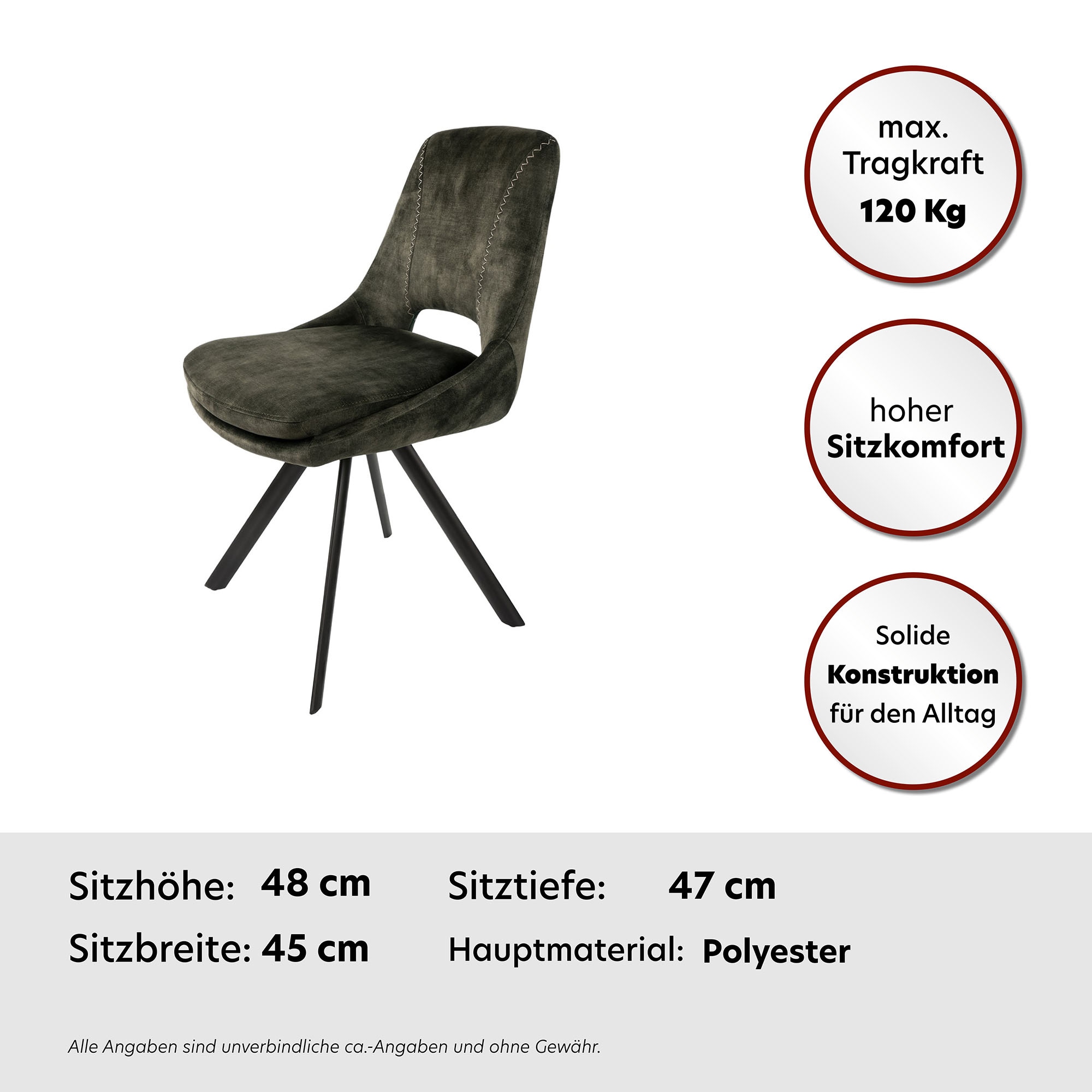 Kayoom Polsterstuhl »Stuhl Denver 125 2er-Set, Stuhl-Set in attraktivem Design«, (Set), 2 St., samtweicher Bezug, bequem, attraktive Ziernähte