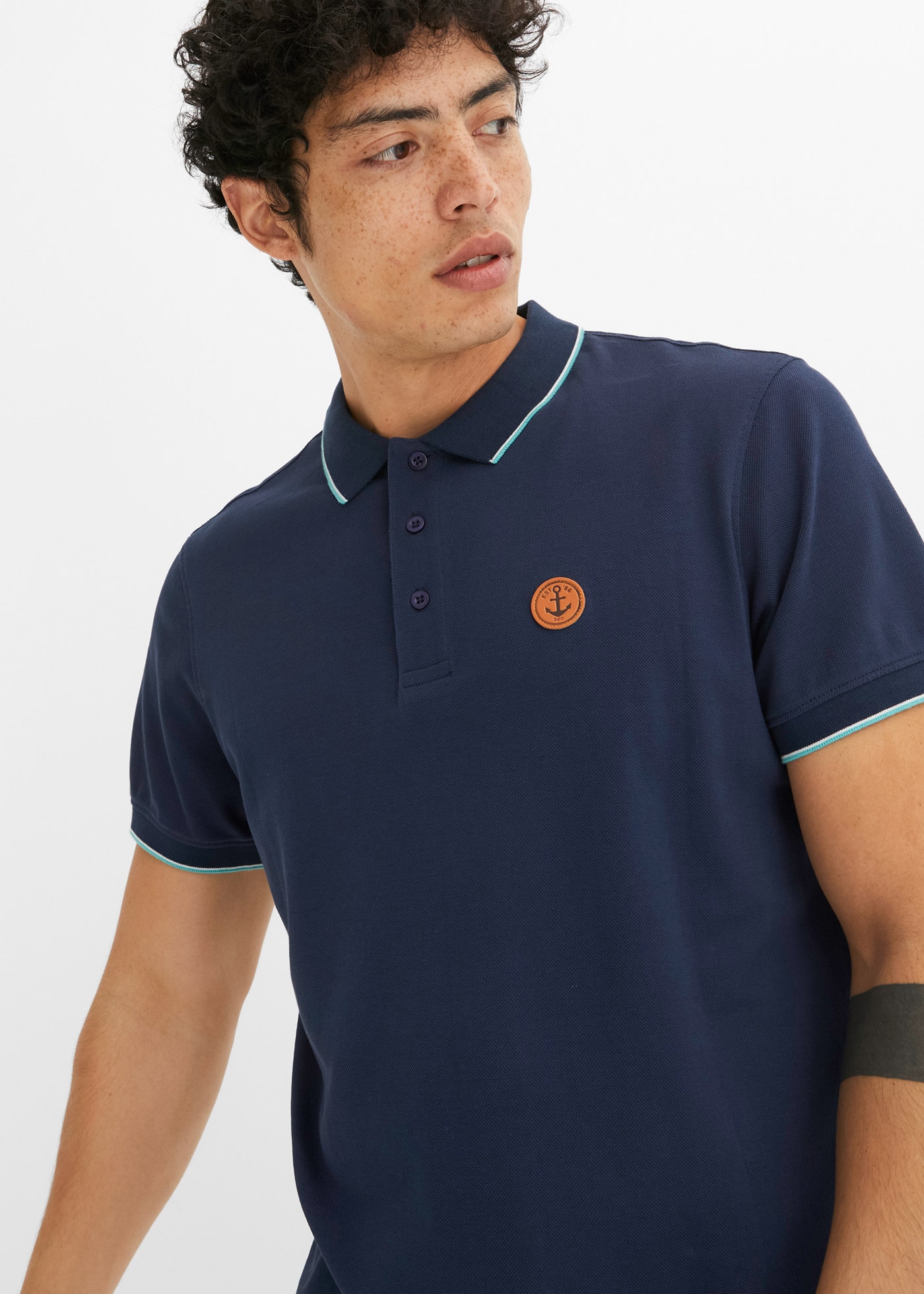 bonprix Poloshirt »Piqué-Poloshirt aus reiner Baumwolle« mit neonfarbenen Details