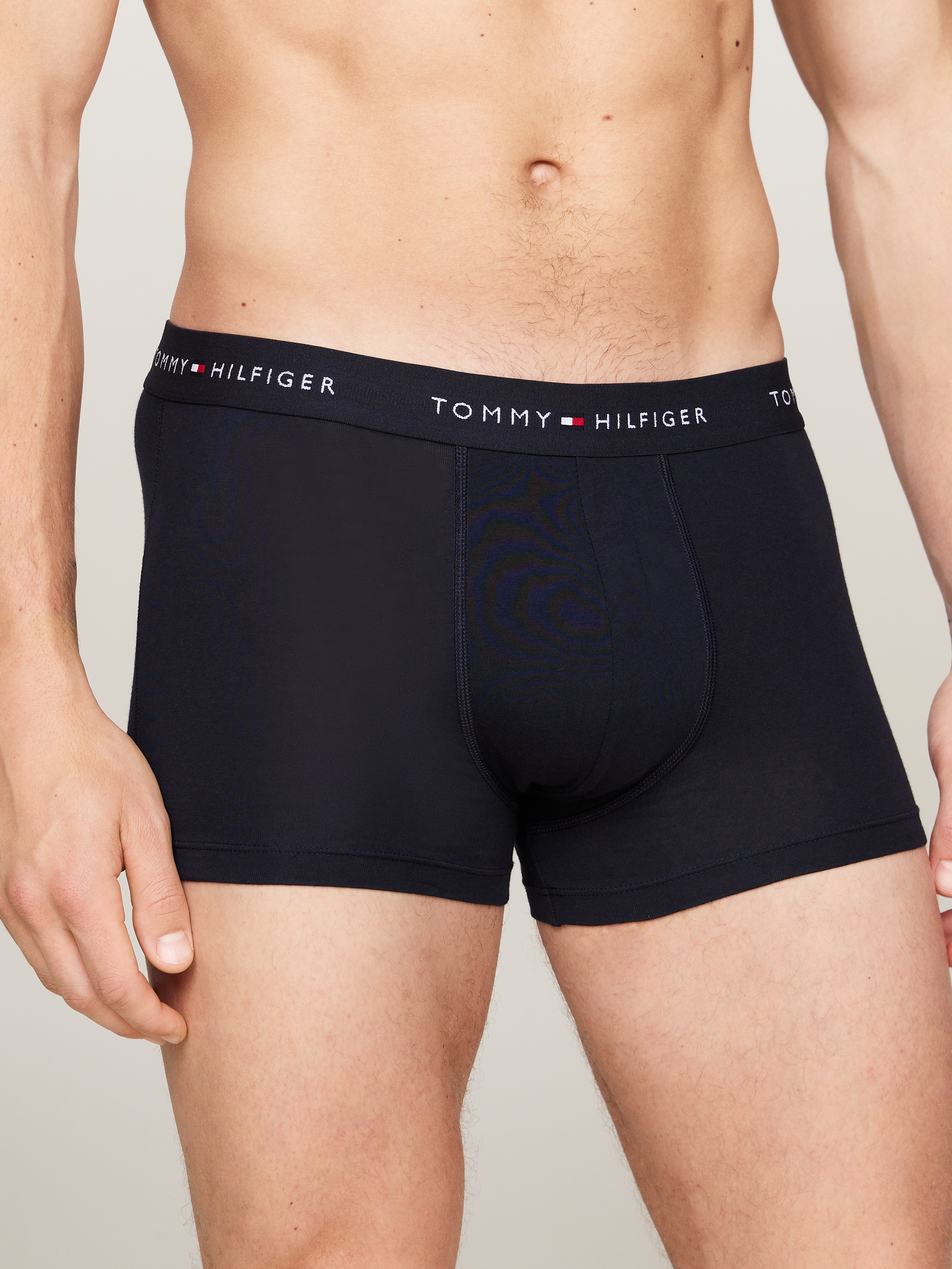 Tommy Hilfiger Underwear Boxer »TRUNK 3 PACK«, (3 St.), mit kontrastfarbenem Logobund