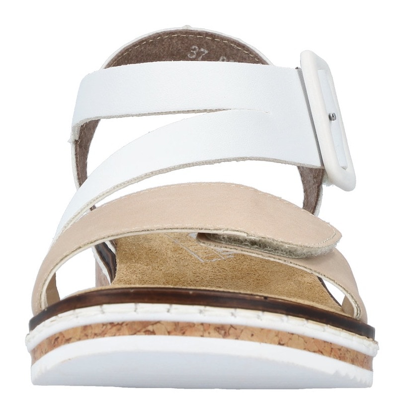 Rieker Riemchensandale, Sommerschuh, Sandalette, Keilabsatz, mit asymmetrischem Riemchen